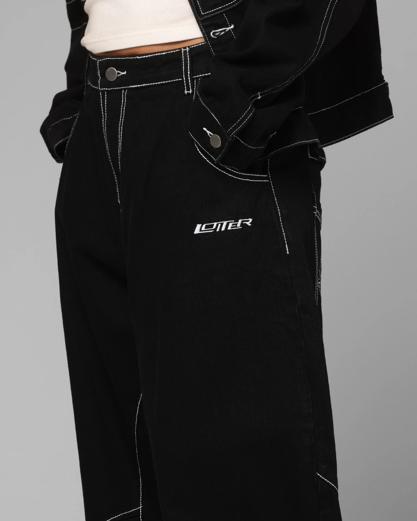 Loiter Biker Raver Jeans Black