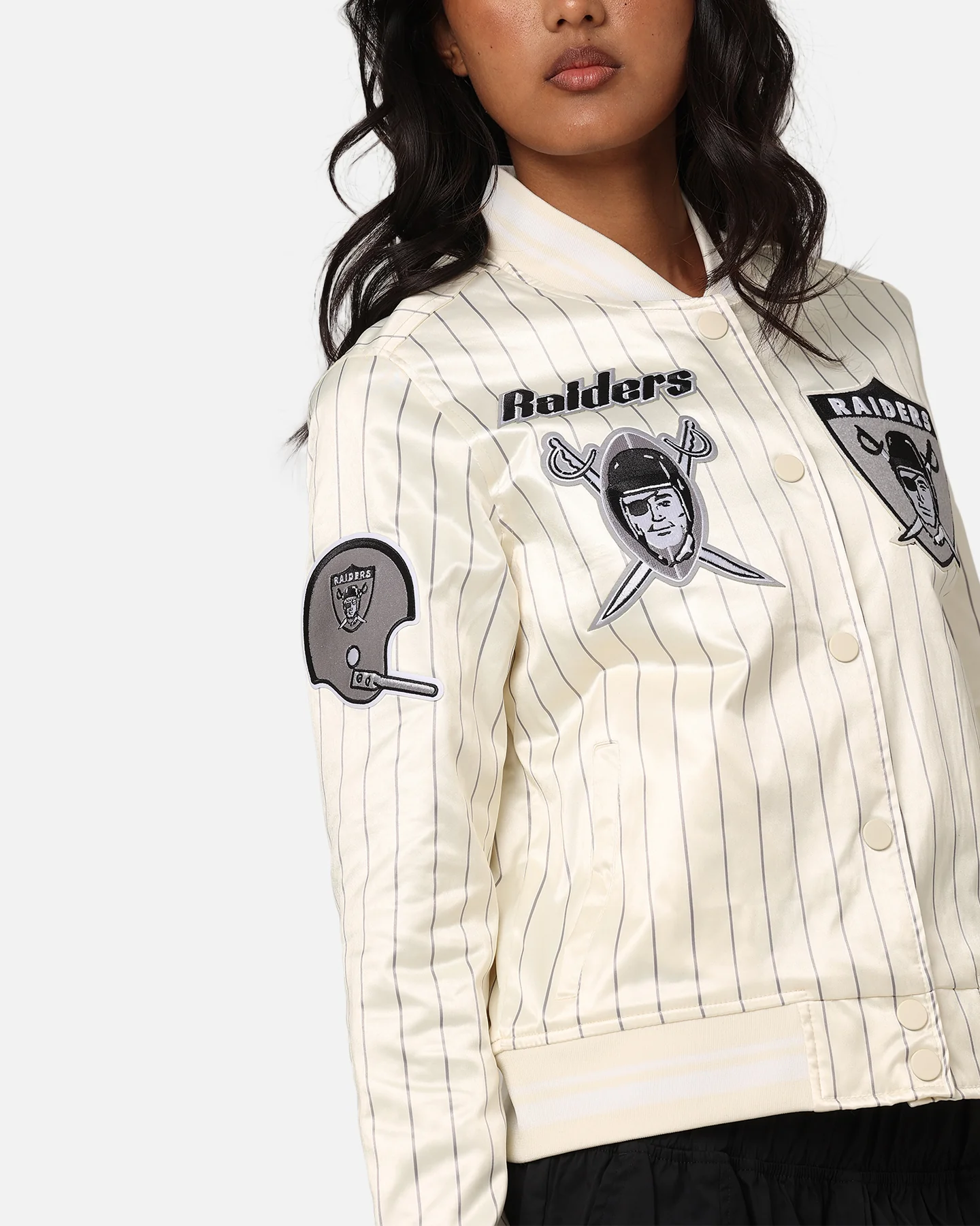 Pro Standard Women's Las Vegas Raiders Satin Jacket Eggshell/Grey