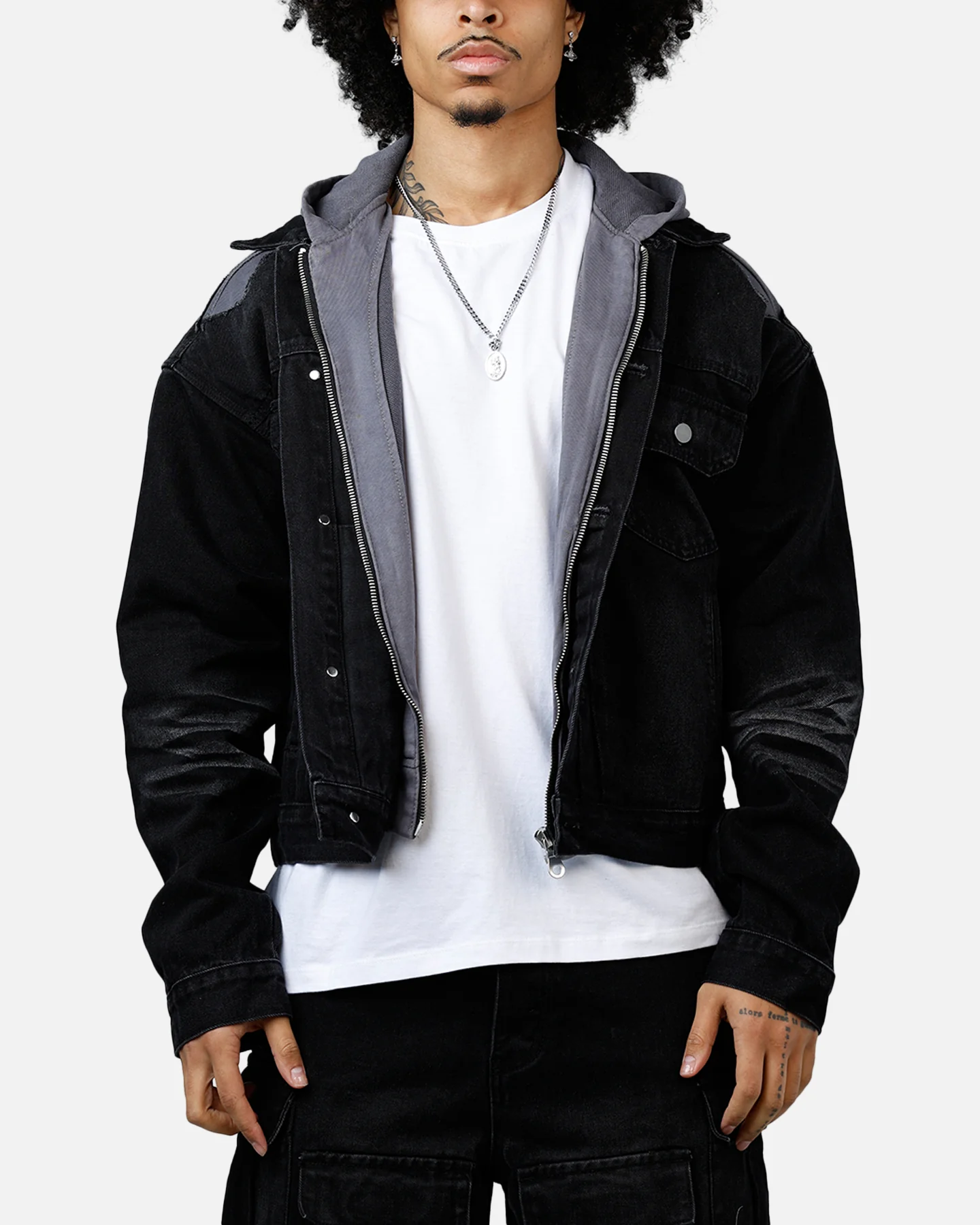 MNML Denim Dissolved Trucker Jacket Black/Grey