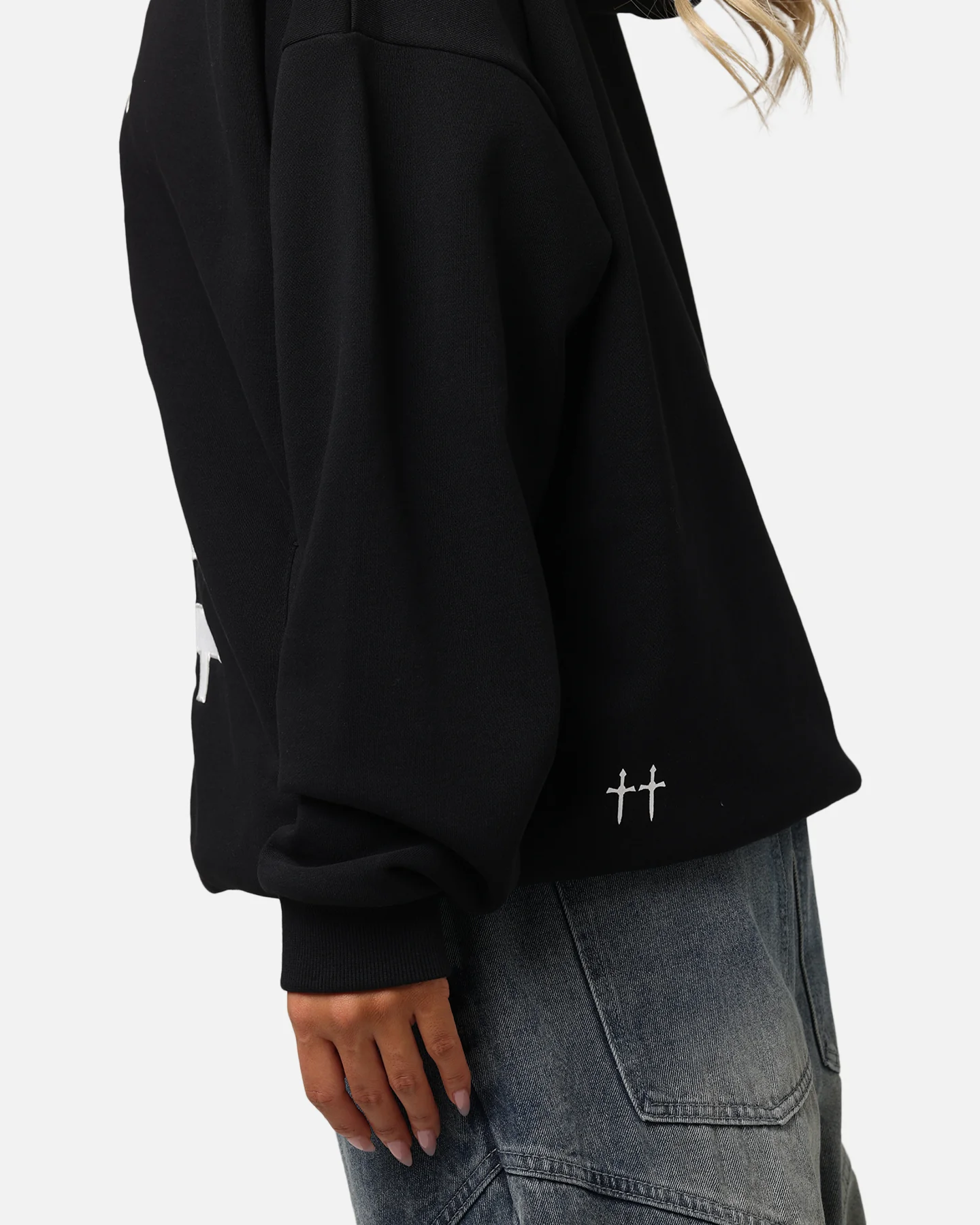 Saint Morta Gothic Distressed Zip Hoodie Black