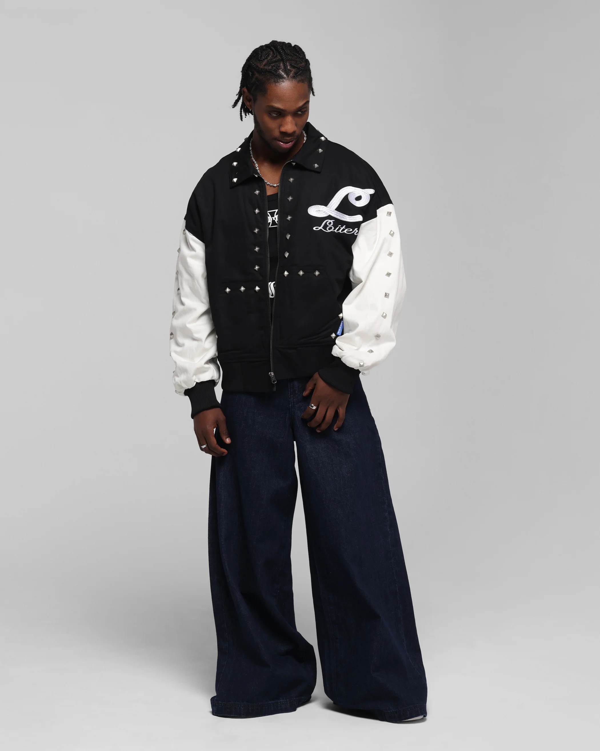 Loiter Frontier Varsity Jacket Black/Off White