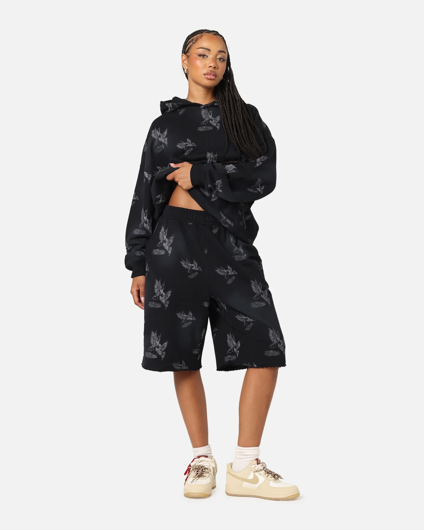 Saint Morta Doves Baggy Sweat Shorts Vintage Black