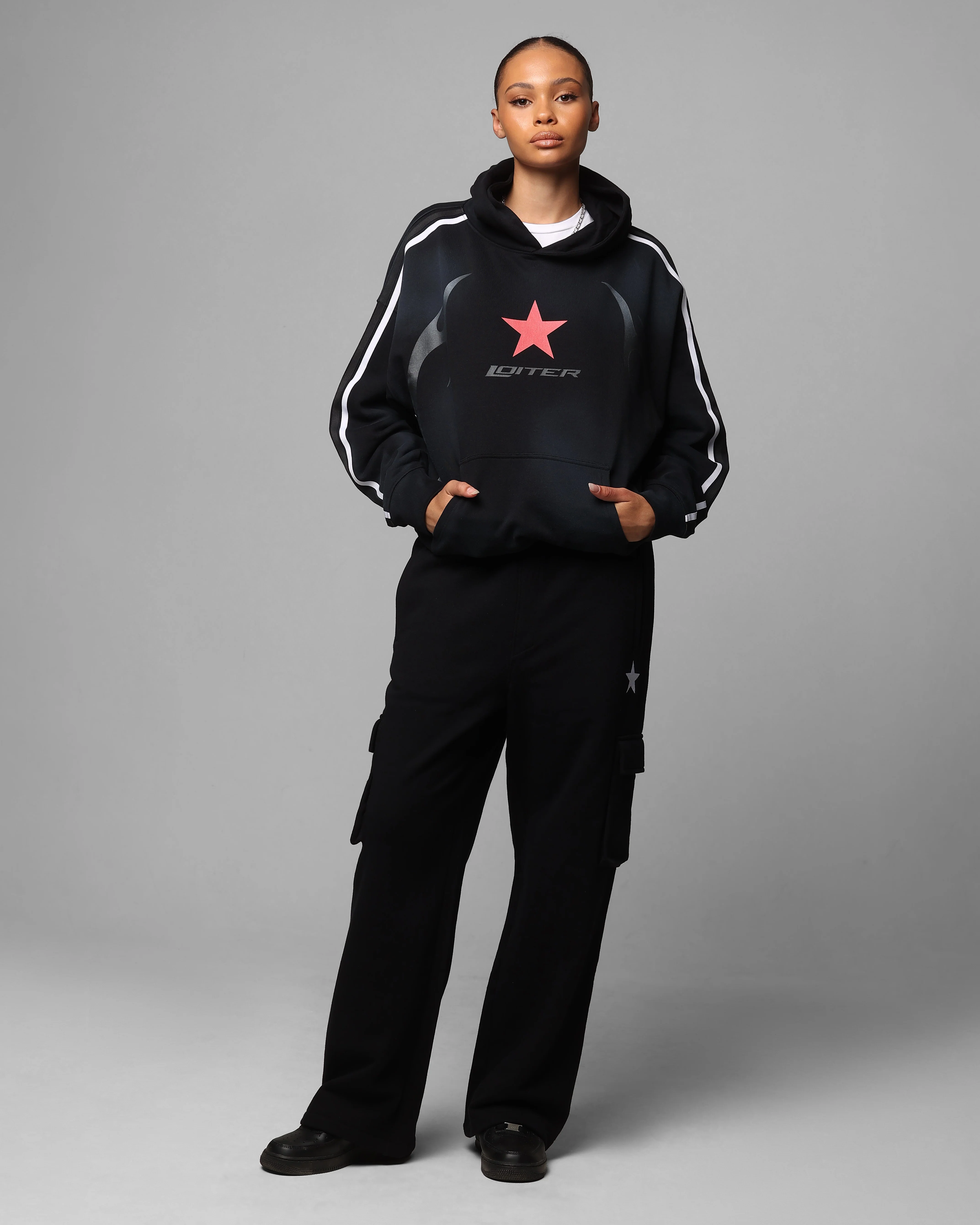 Loiter Trackstar Hoodie Washed Black