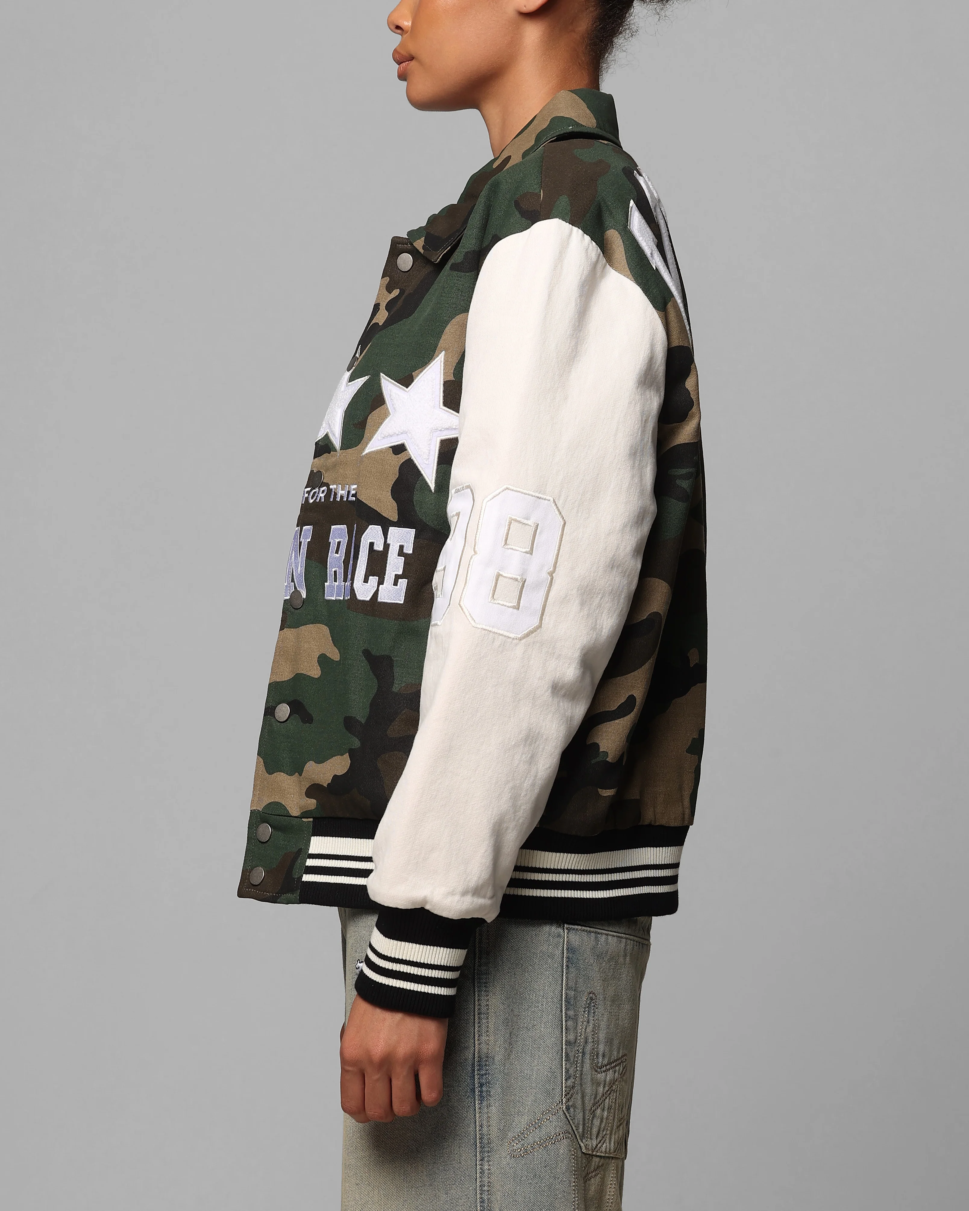 Loiter Star Child Varsity Jacket Woodland Camo