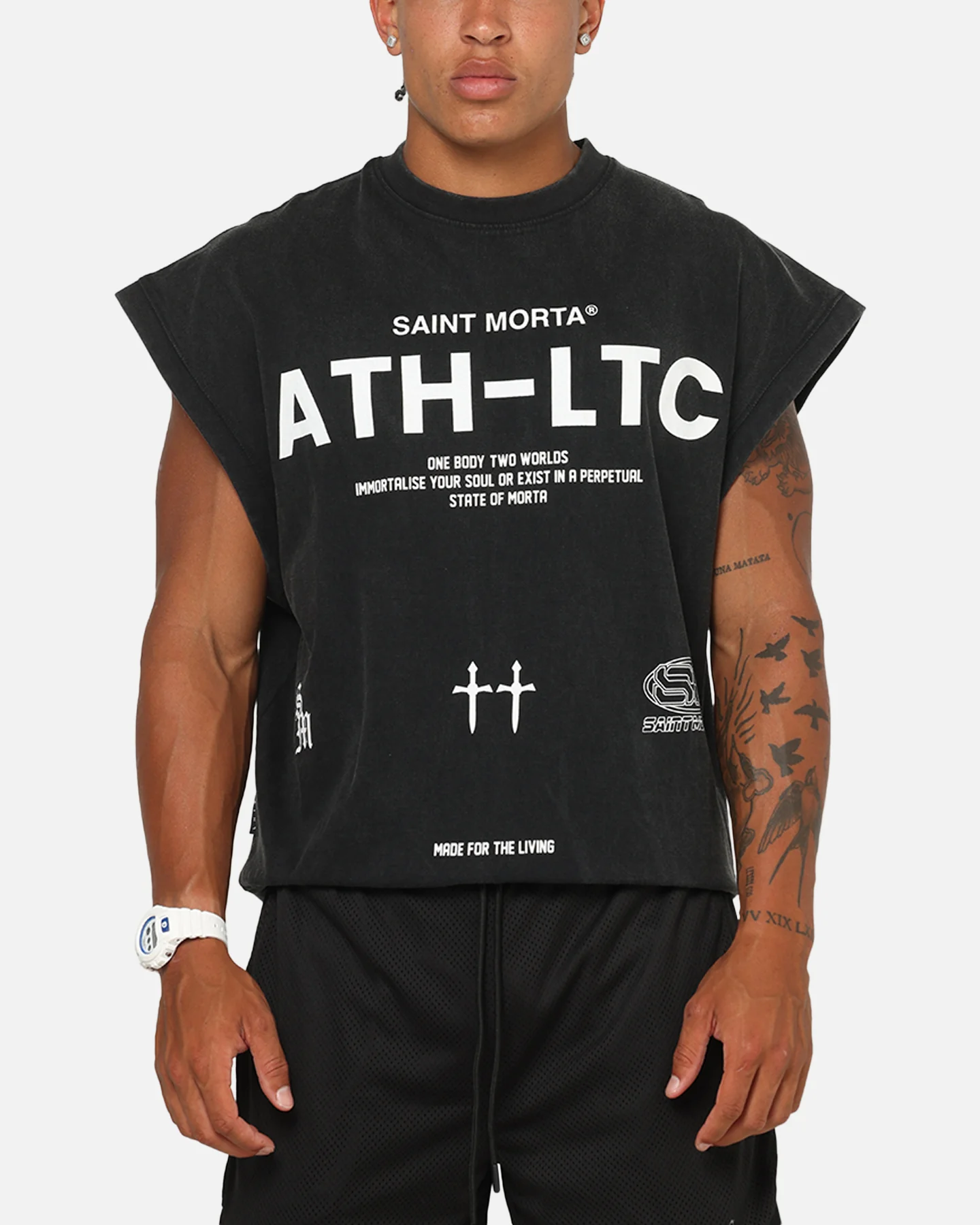 Saint Morta Athletc Cut Off Sweater Washed Black