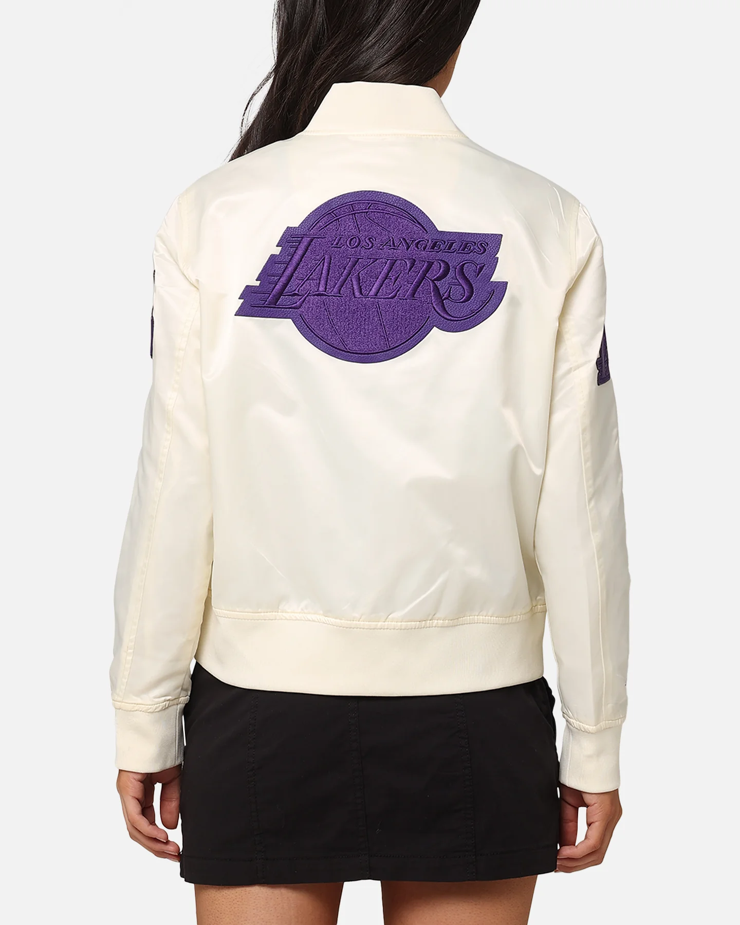 Pro Standard Women's Los Angeles Lakers Triple Tonal Satin Jacket Eggshell