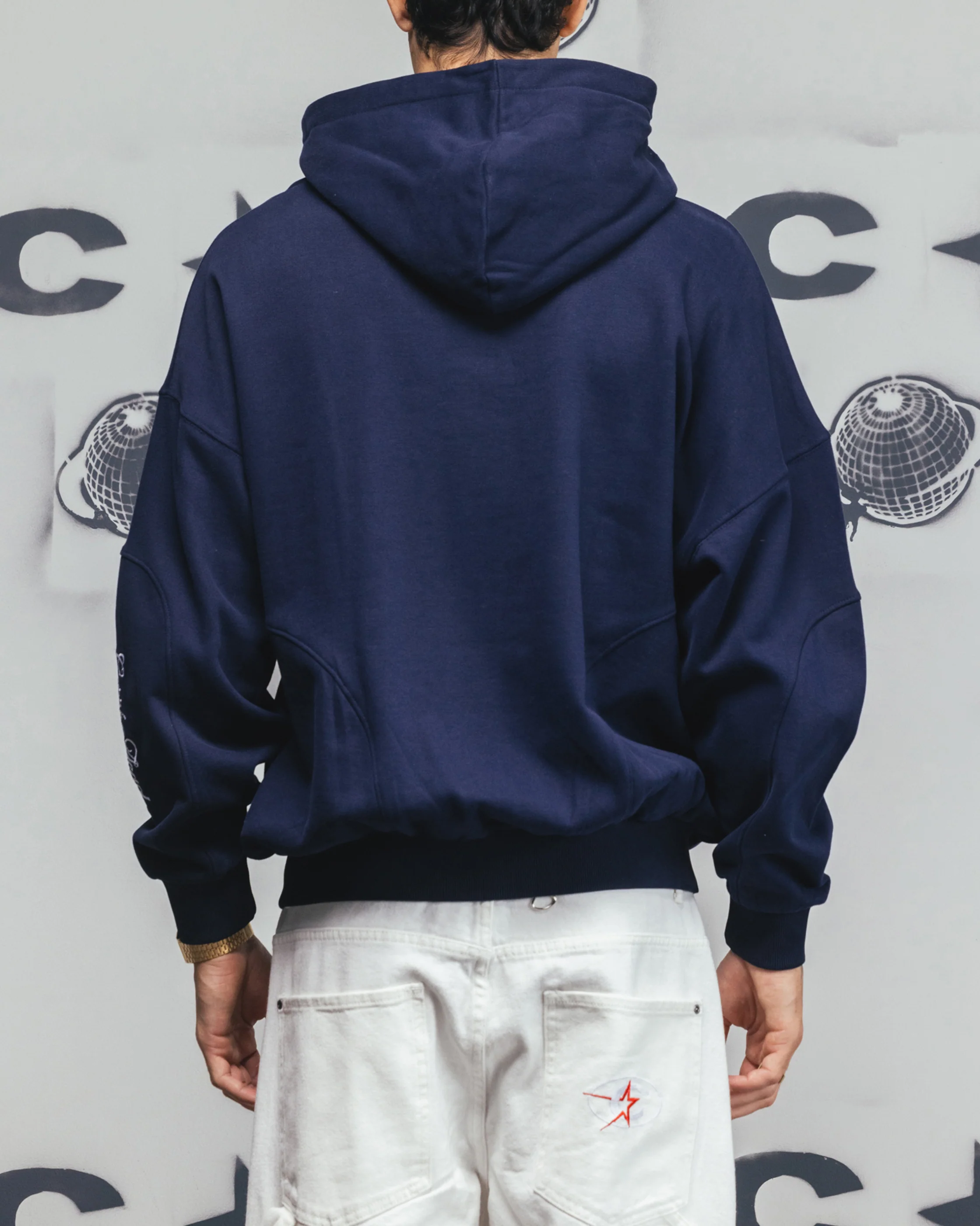 Carre Legacy Panelled Zip Hoodie Navy