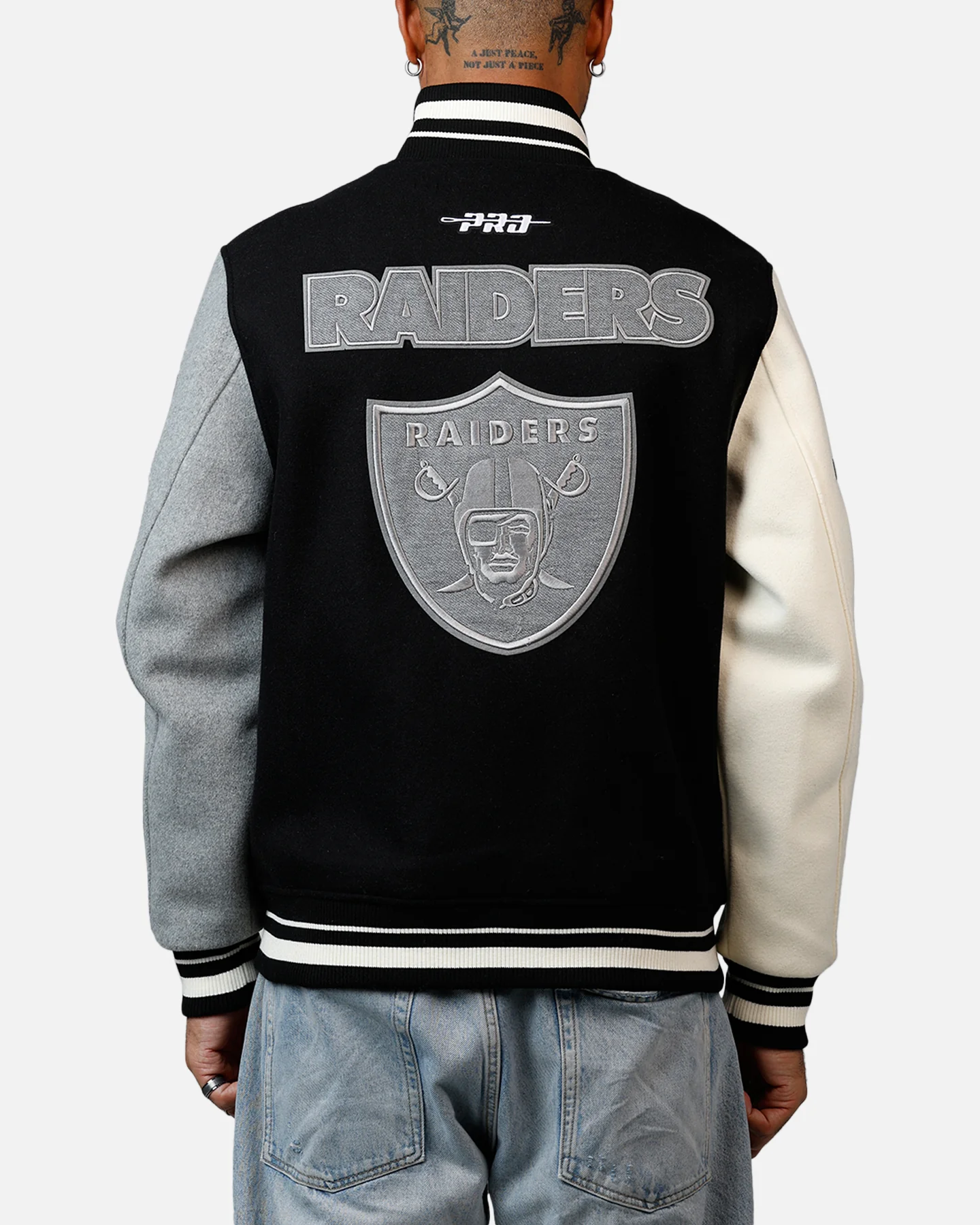 Pro Standard Las Vegas Raiders Reverse French Terry Wool Varsity Jacket Black/Grey
