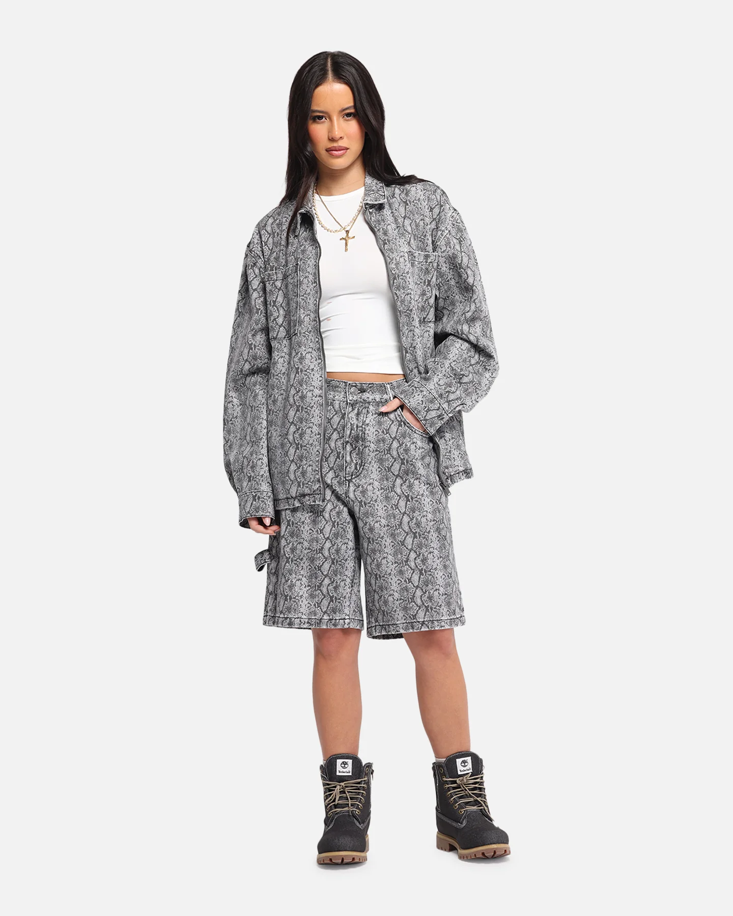 XXIII Snake Skin Jorts Black Snake Print