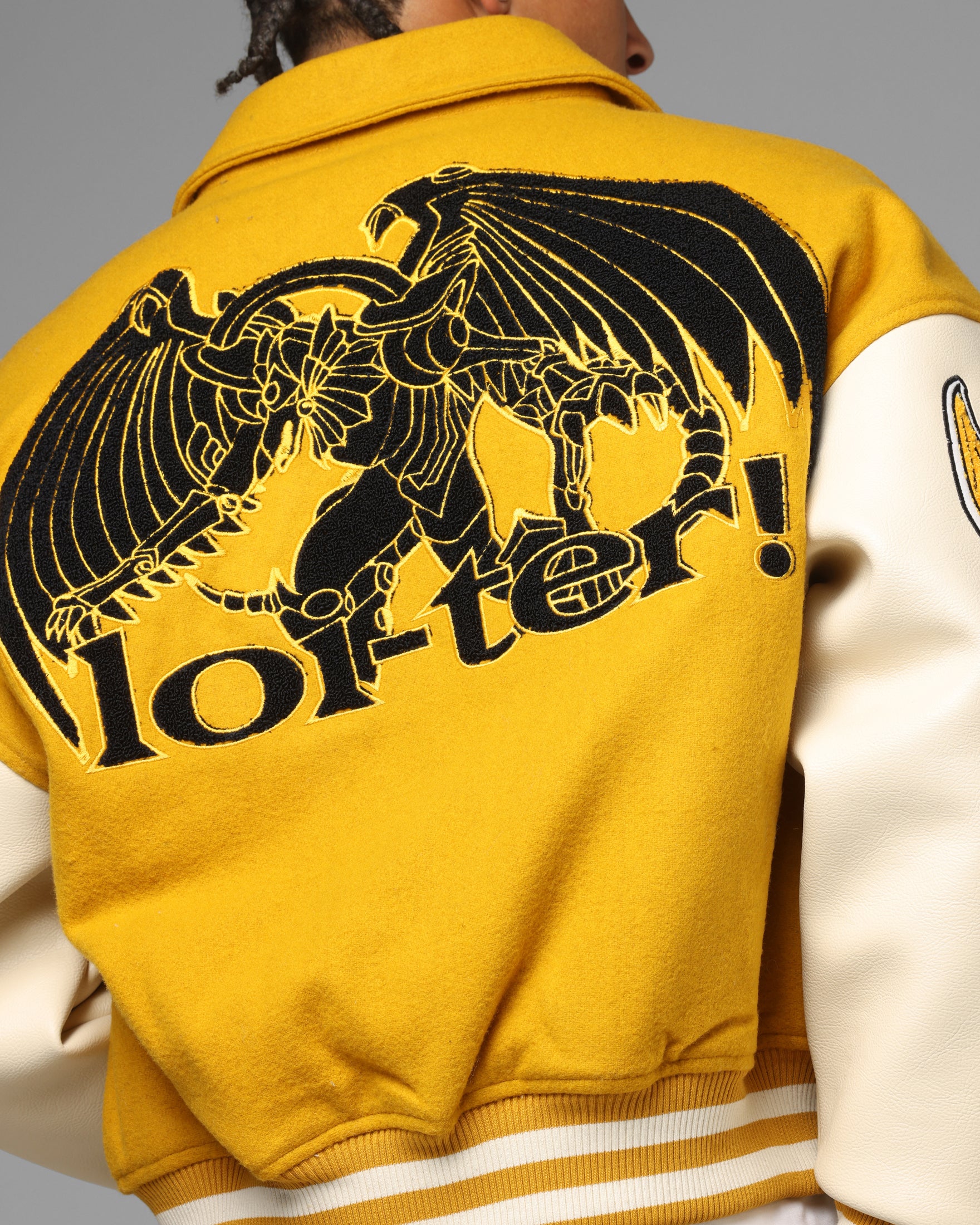 Loiter X Yu-Gi-Oh! Dragon Of Ra Varsity Jacket Off White/Yellow