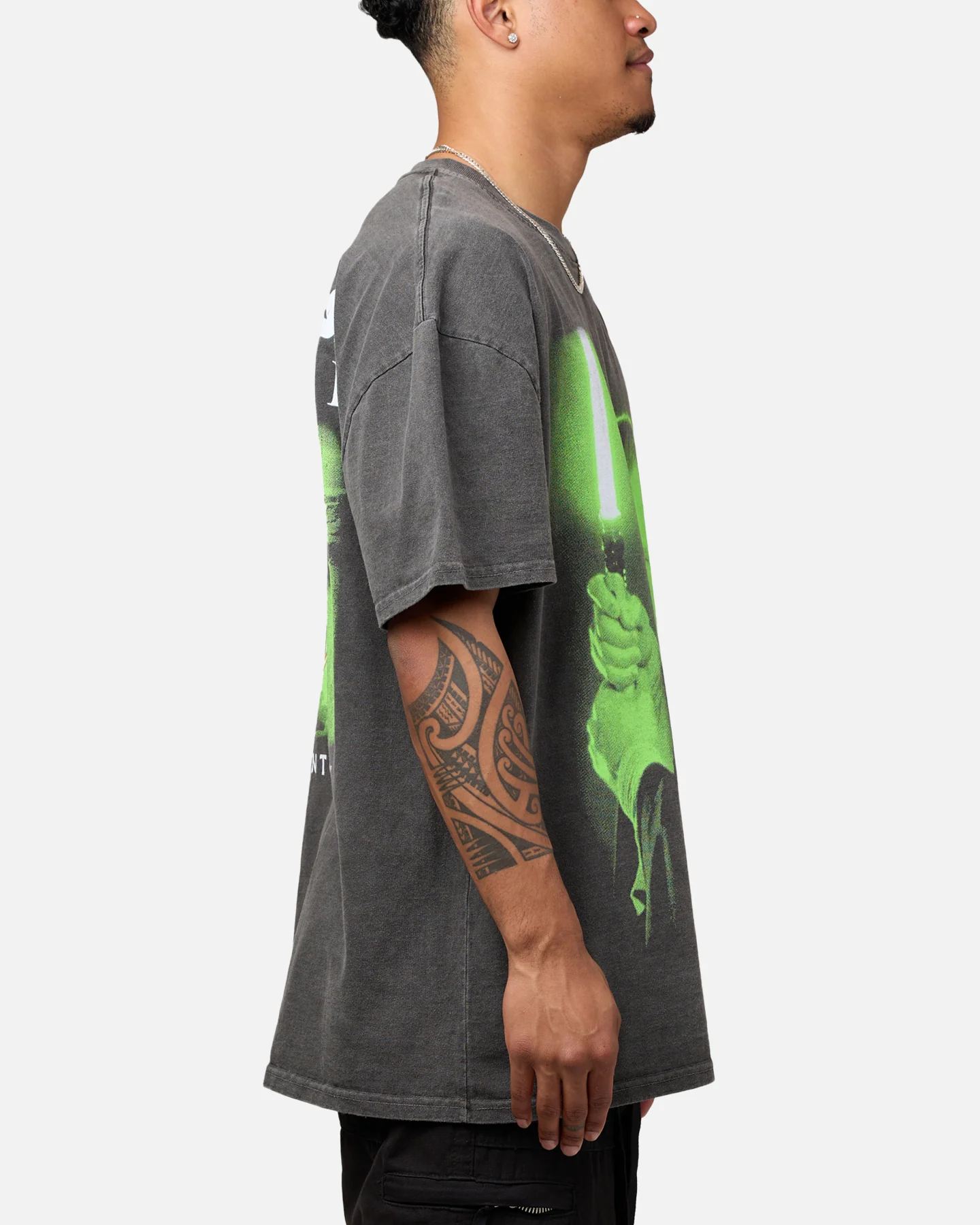 Star Wars Qui Gon Jinn Heavyweight T-Shirt Black Wash