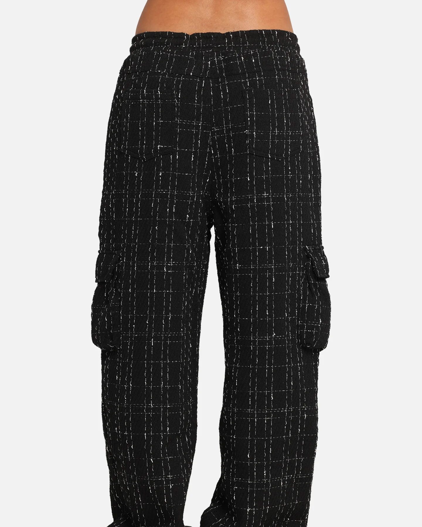 XXIII Boucle Tweed Cargo Pants Black