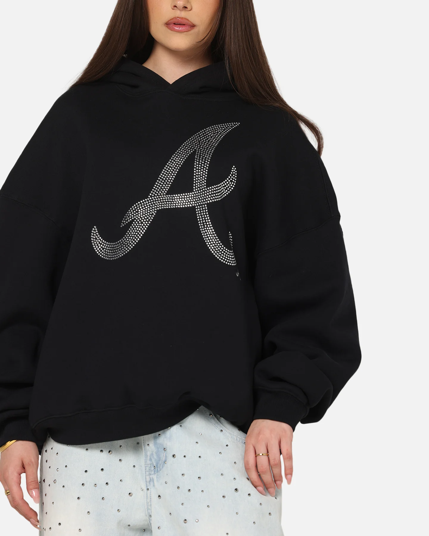 Mitchell & Ness Atlanta Braves Rhinestone Hoodie Faded Black