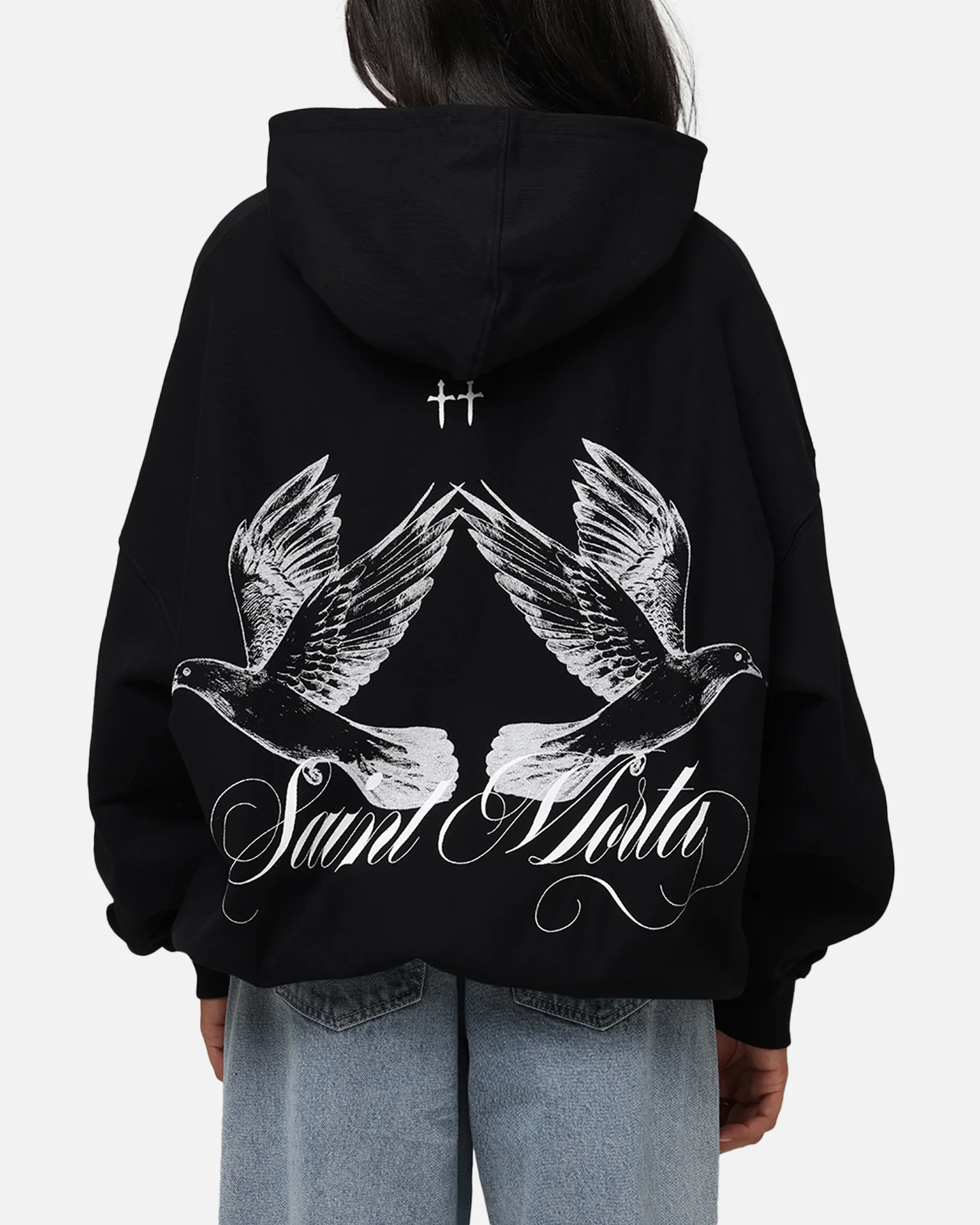 Saint Morta Doves Boxy Hoodie Black