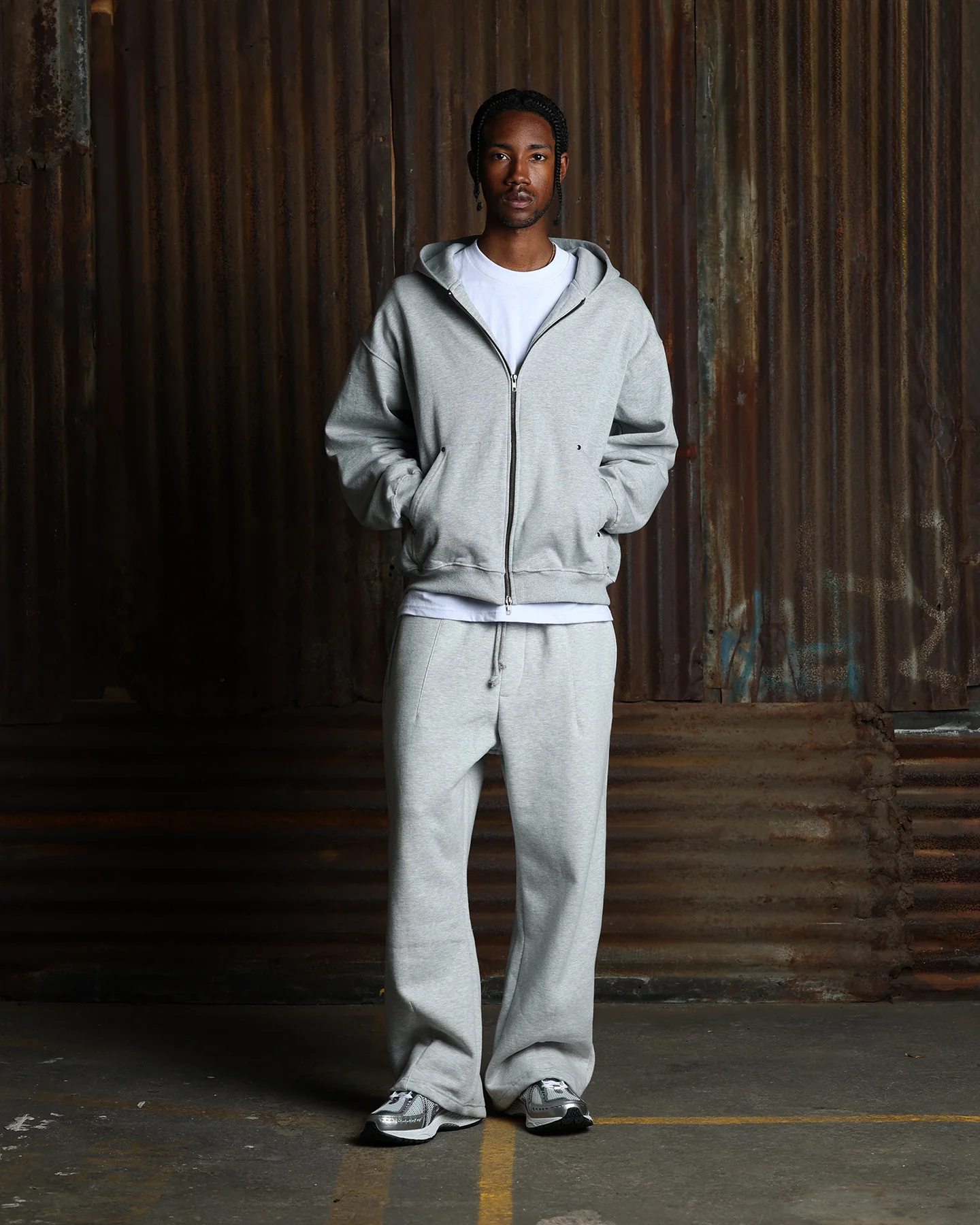 American Thrift Wide Leg Pants Grey Heather