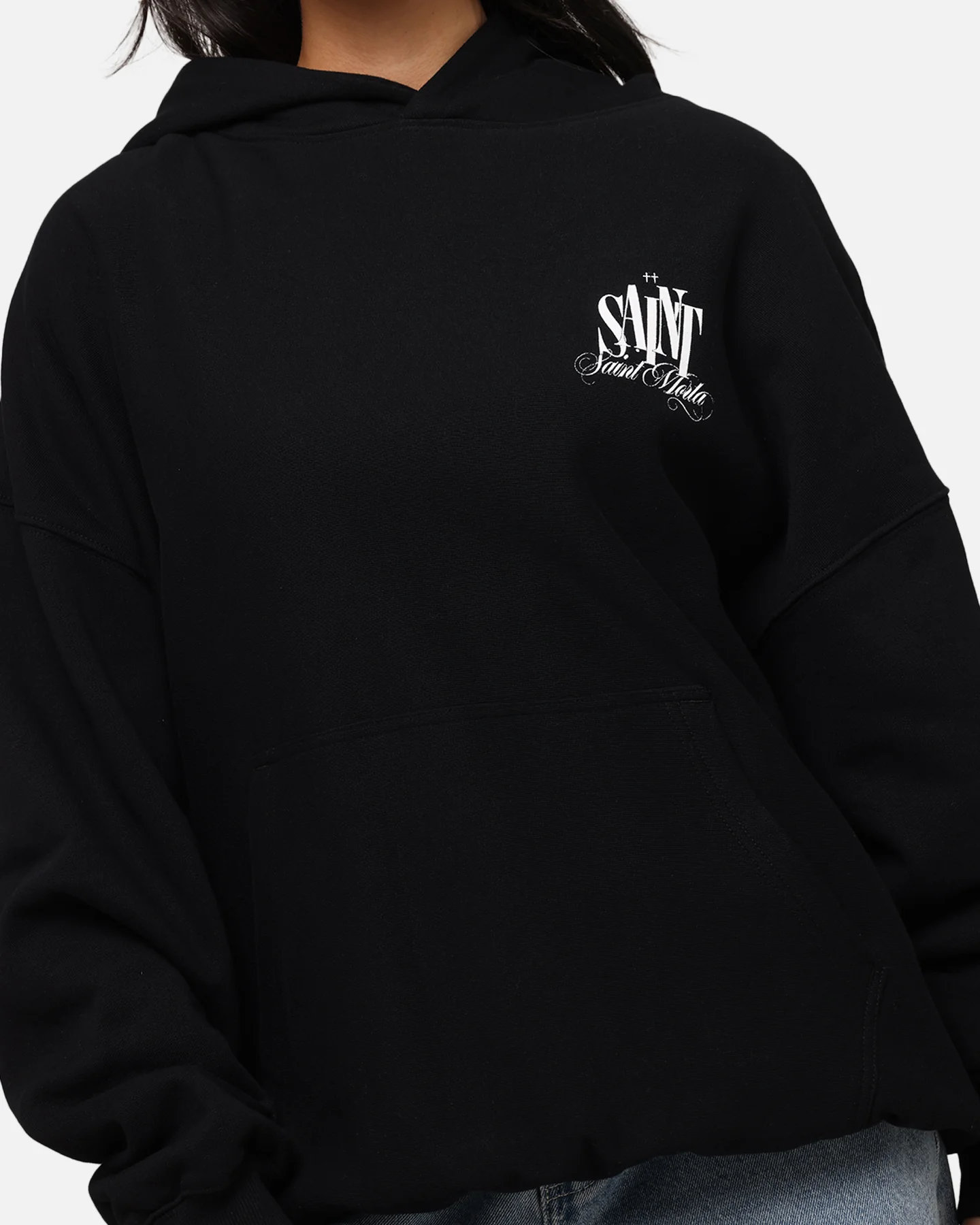 Saint Morta Doves Boxy Hoodie Black