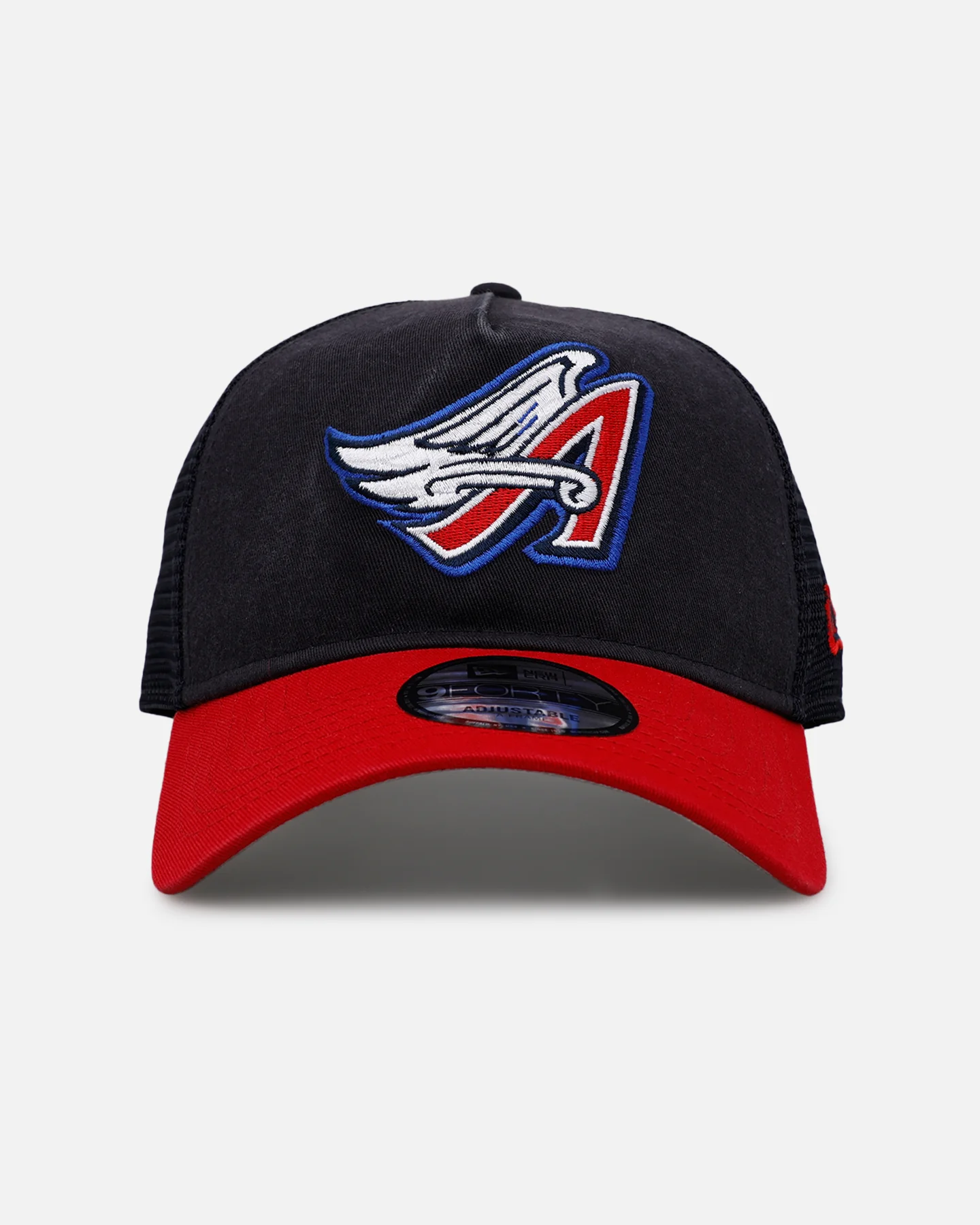 New Era Los Angeles Angels 'Washed Truckers' 9FORTY A-Frame Trucker Snapback Official Team Color