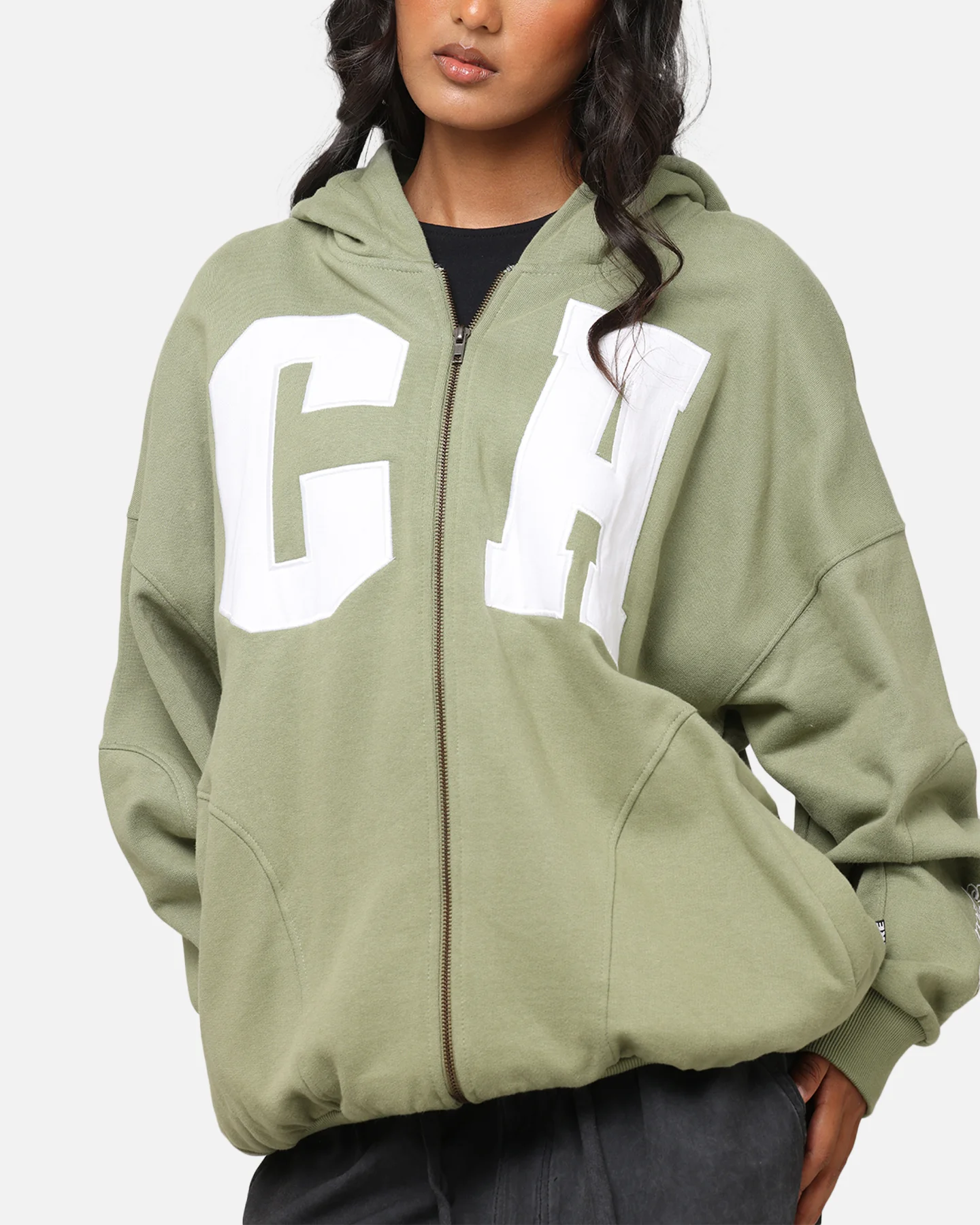 Carre Legacy Panelled Zip Hoodie Green