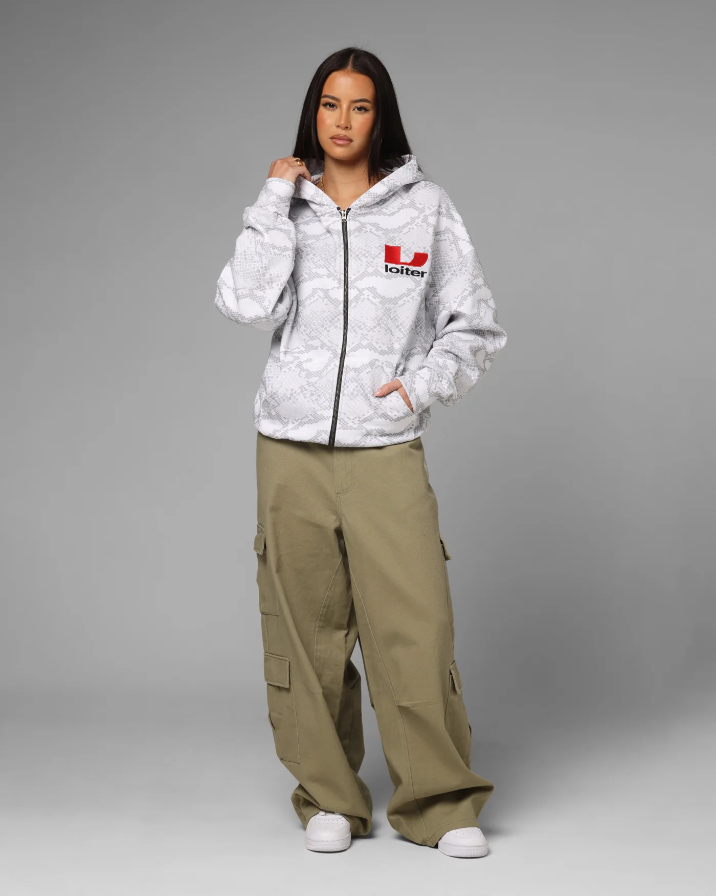 Loiter Slither Zip Hoodie Grey