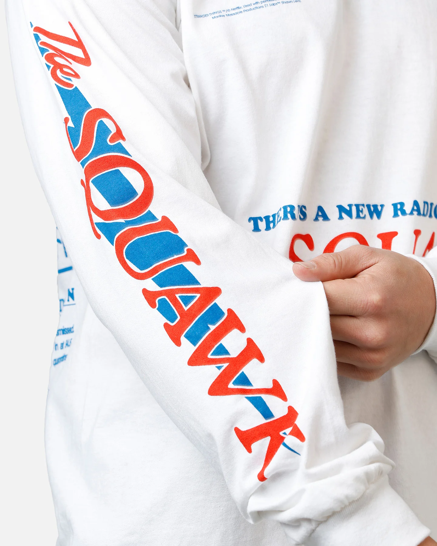 73Studio X Stranger Things The Squawk Long Sleeve T-Shirt White