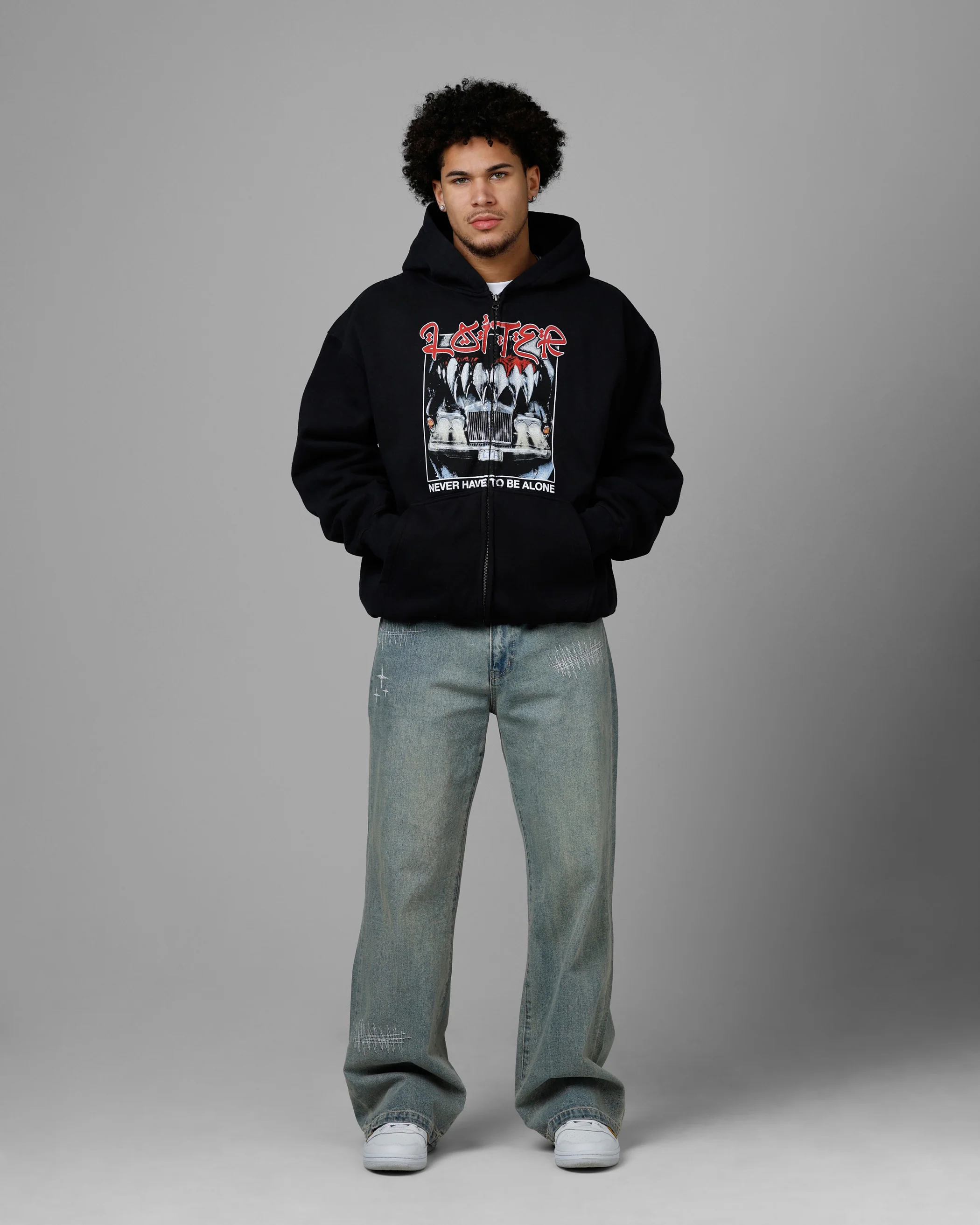 Loiter Always And Forever Zip Hoodie Black