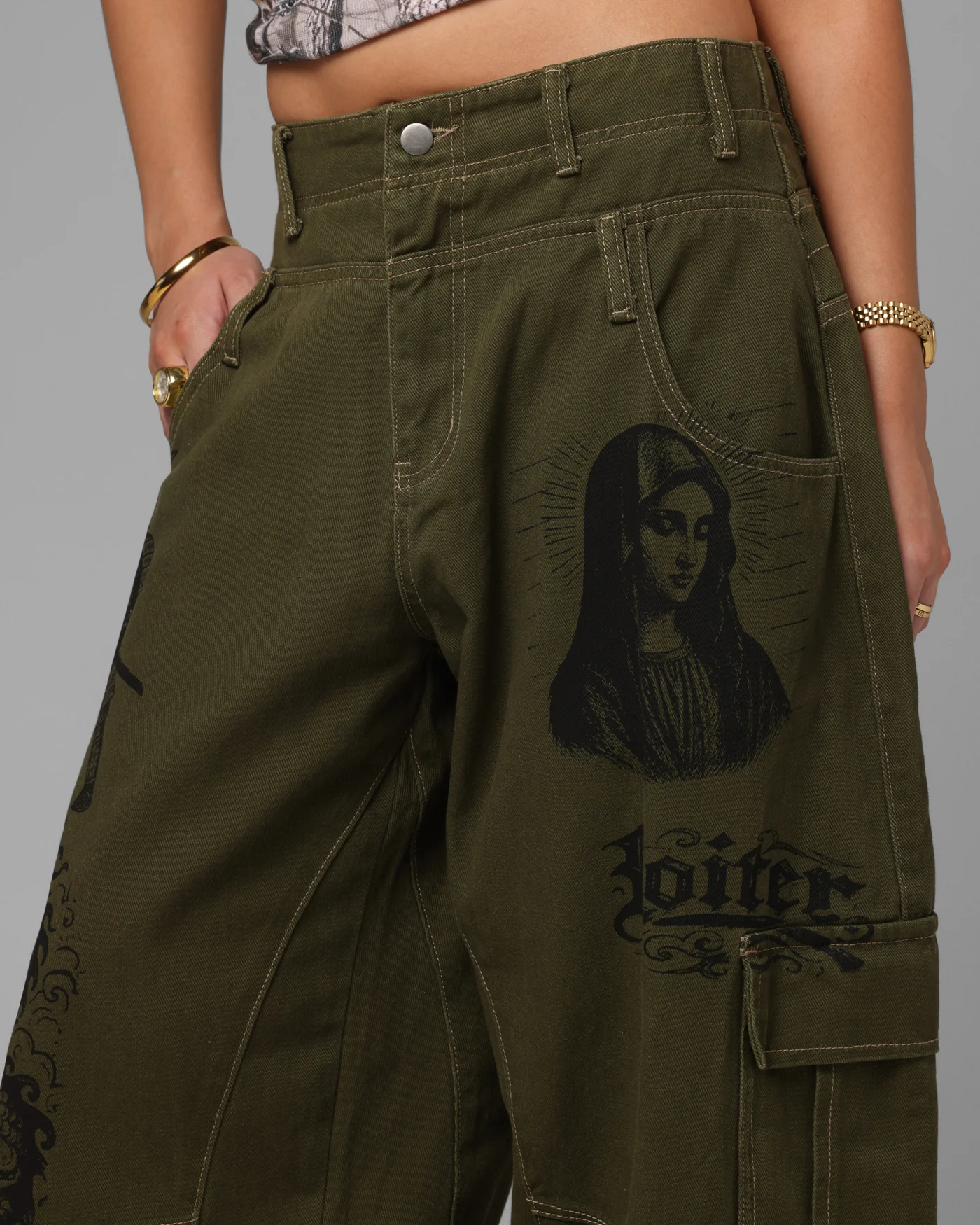Loiter Layered Holy Fire Cargo Pants Khaki