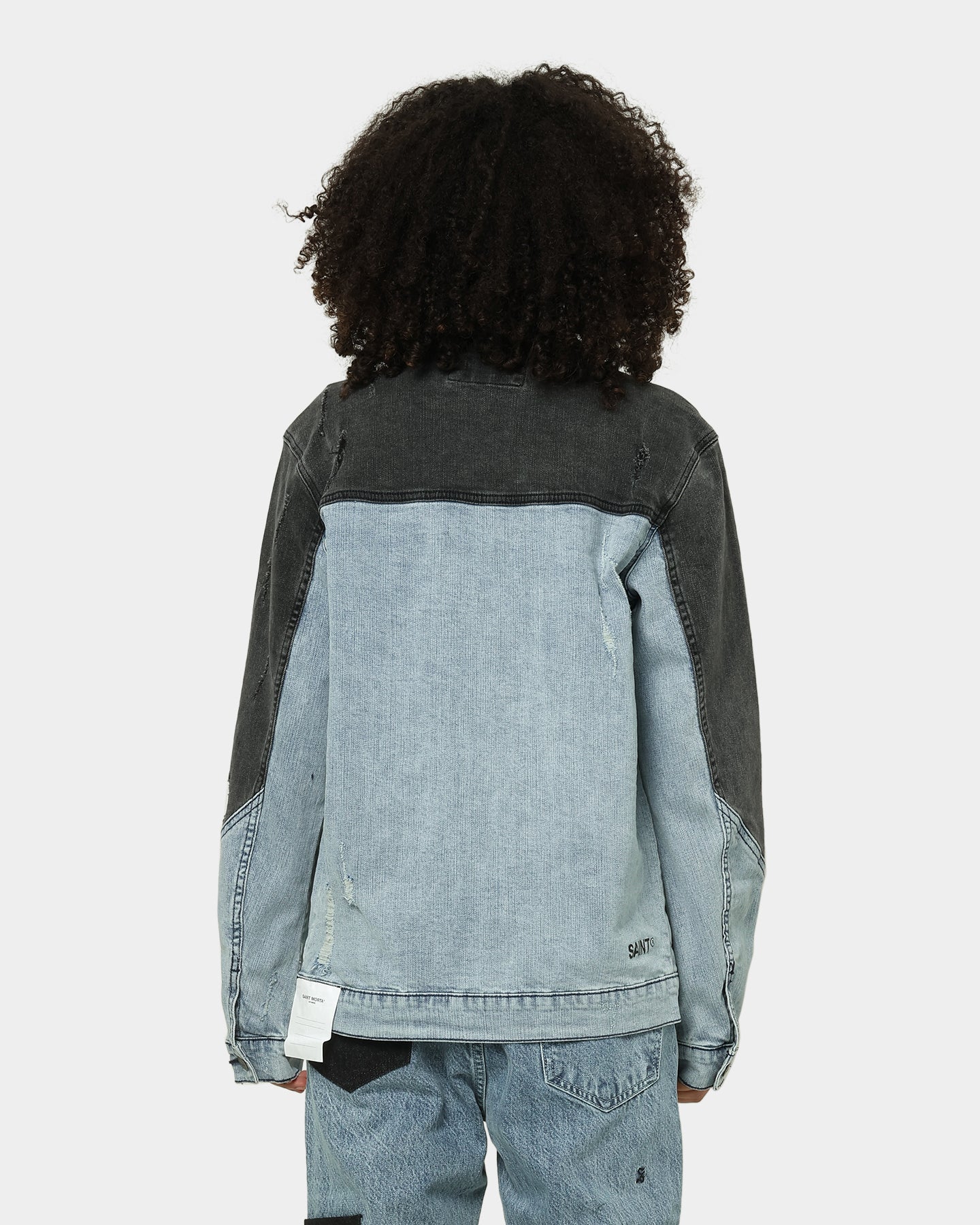 Saint Morta Patchwork Denim Jacket Light Blue/Black