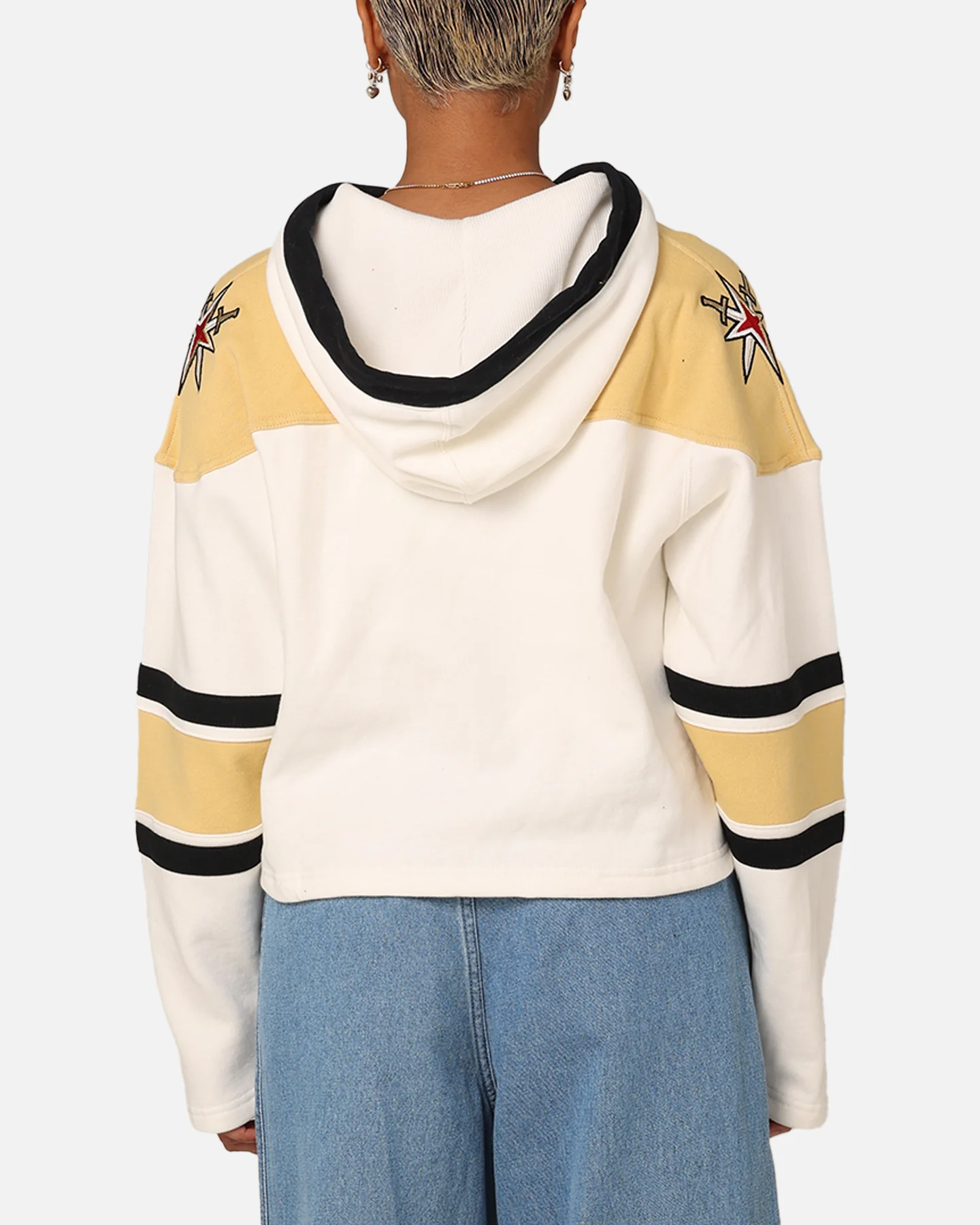 47 Brand Women's Vegas Golden Knights Cropped Lacer Hoodie White Wash