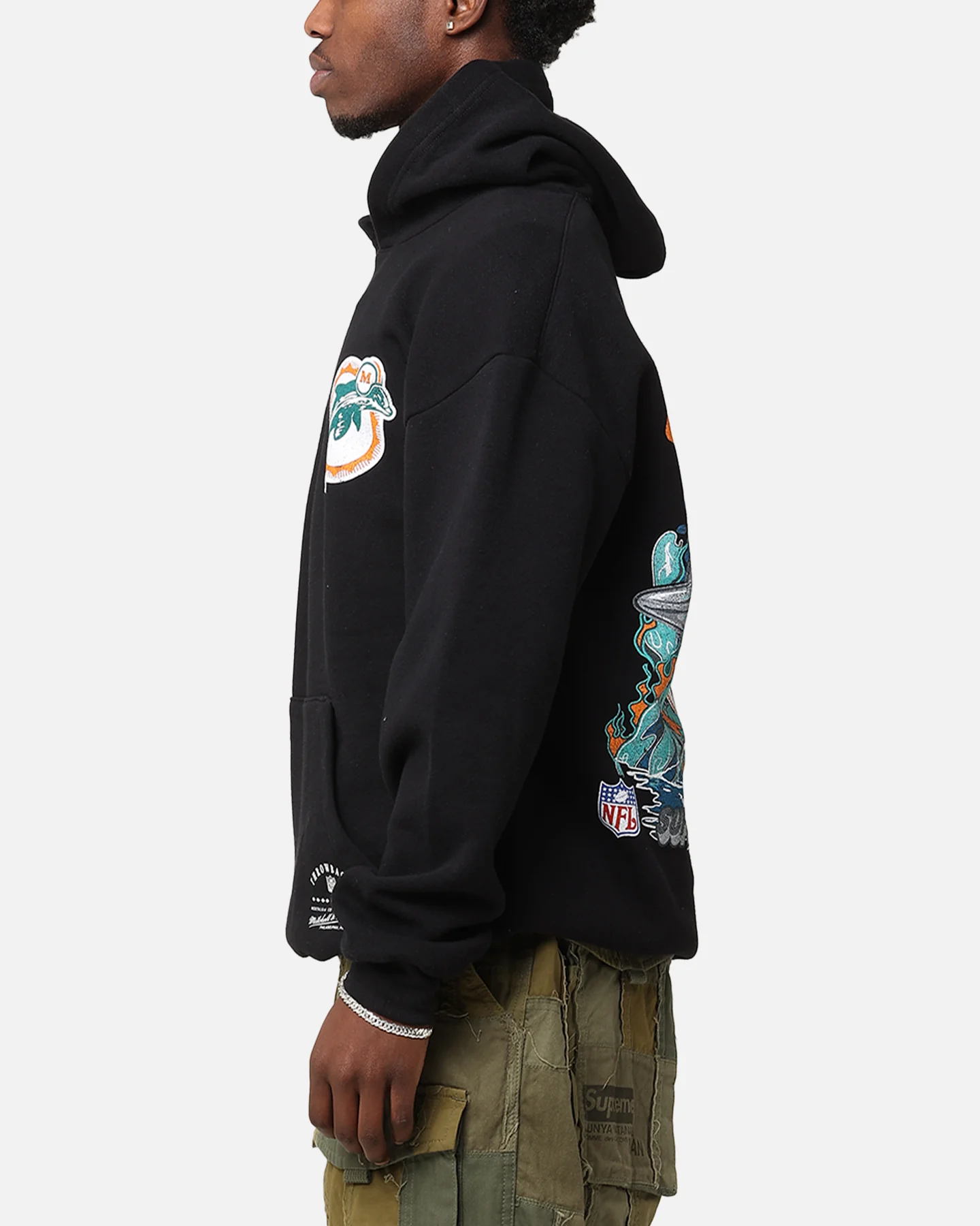 Mitchell & Ness Miami Dolphins 'Alter Ego' Flames Hoodie Faded Black