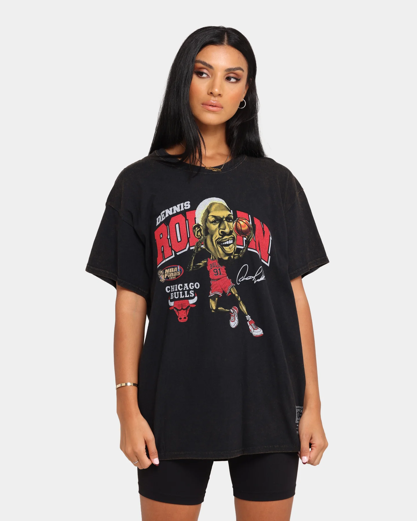 Mitchell & Ness Chicago Bulls Vintage Dennis Rodman Sign Short Sleeve T-Shirt Black