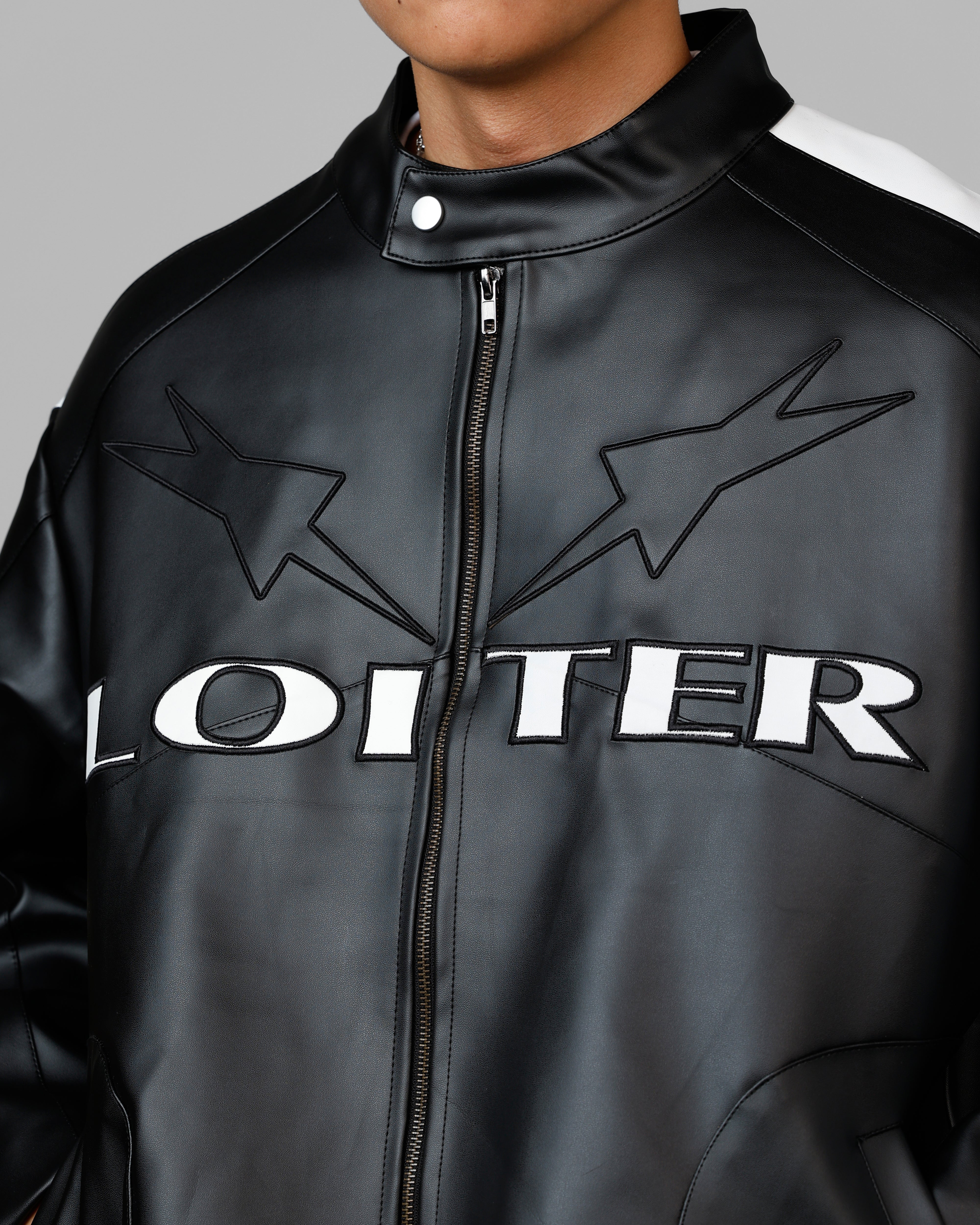 Loiter Engine Vegan Leather Jacket Black