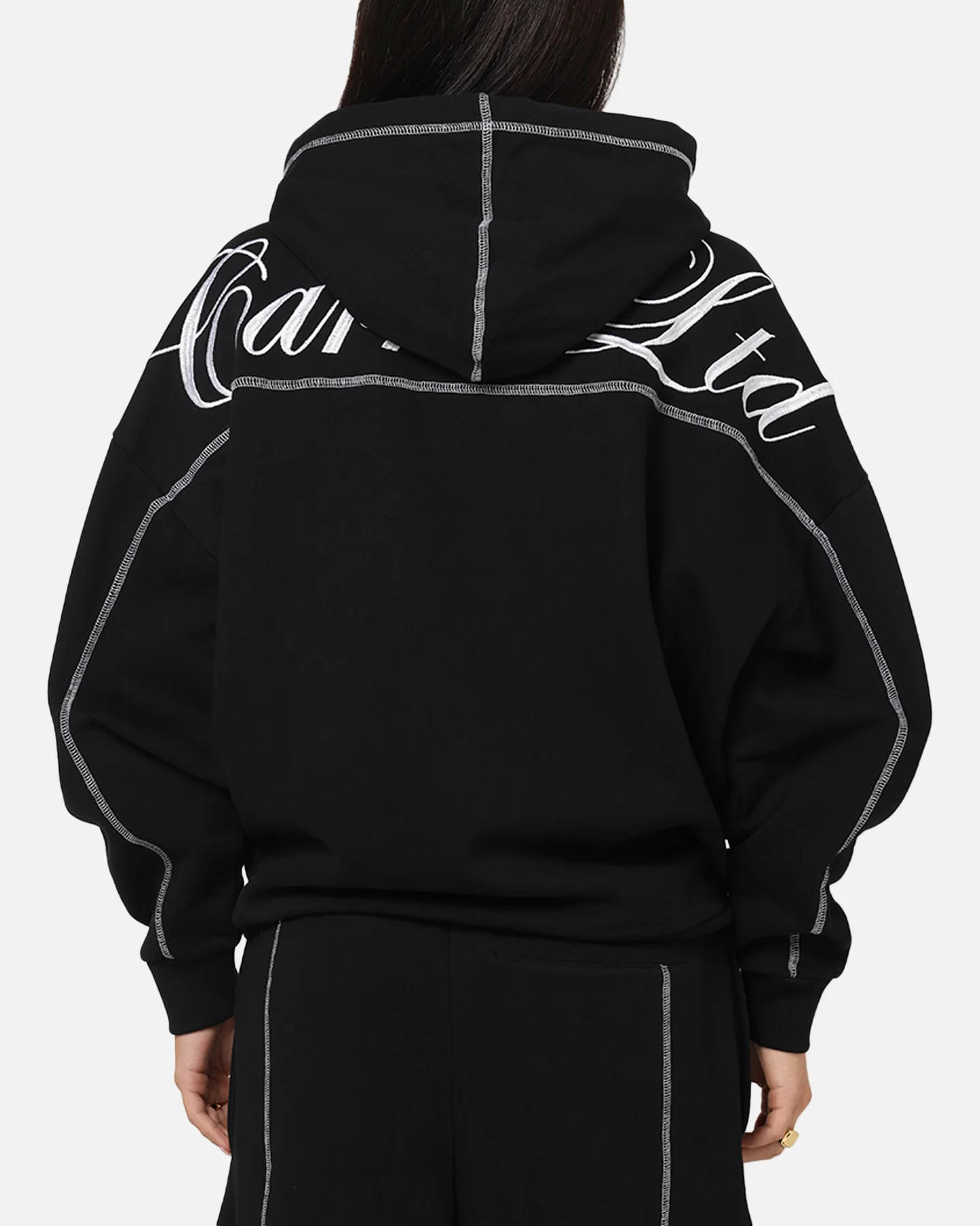 Carre Script Hoodie Black