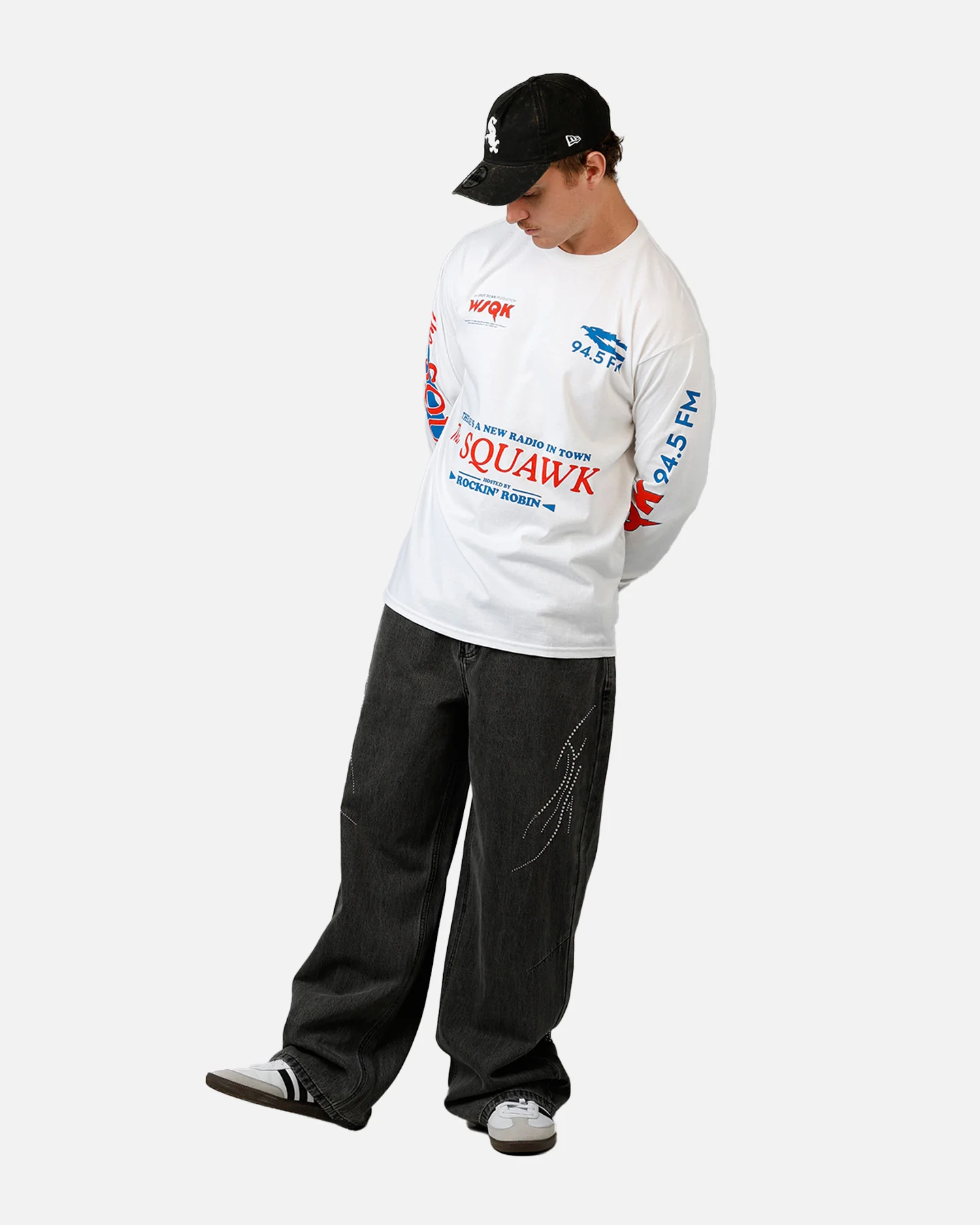 73Studio X Stranger Things The Squawk Long Sleeve T-Shirt White