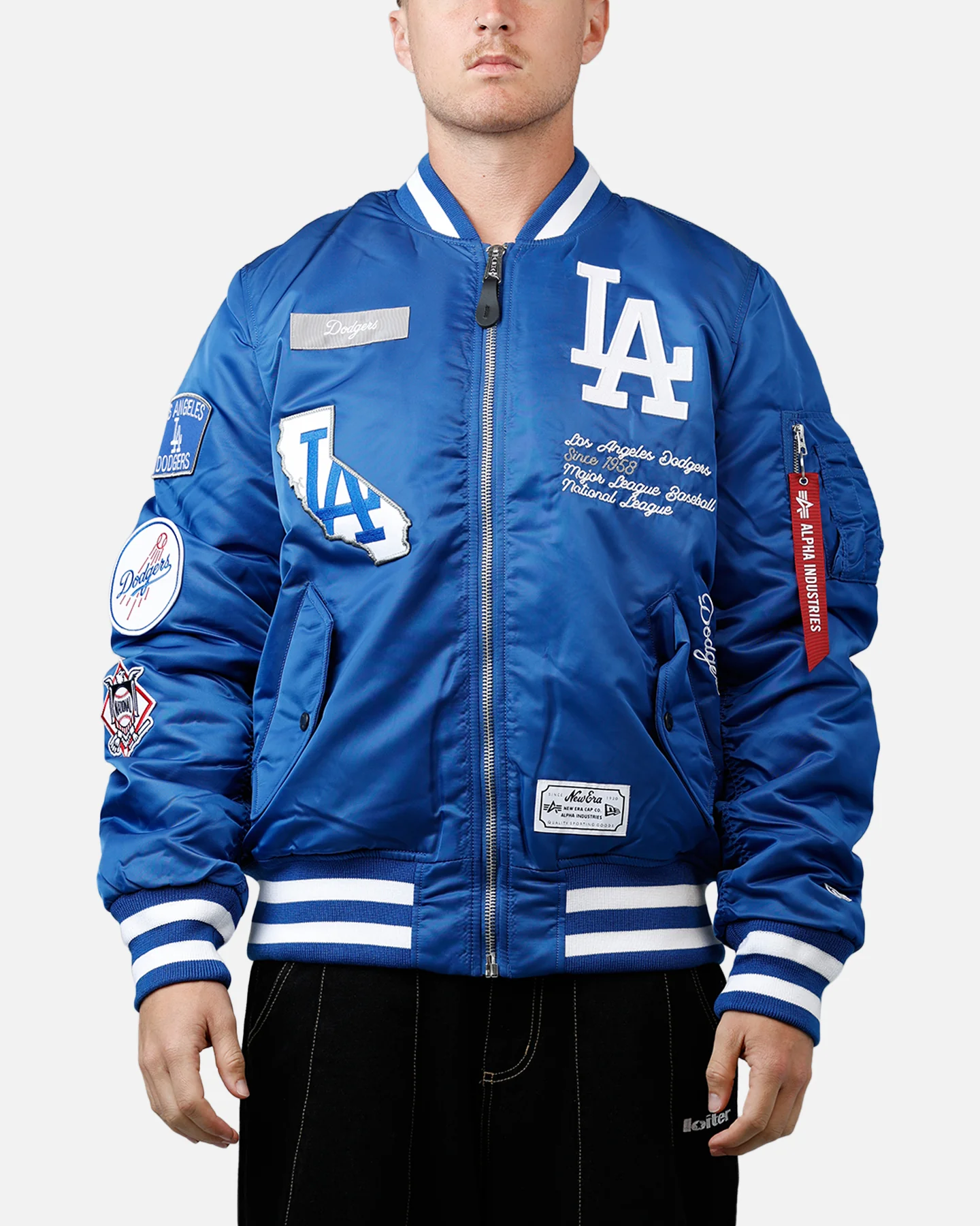 New Era X Alpha Series X MLB Los Angeles Dodgers MA-1 Bomber Jacket Dark Royal