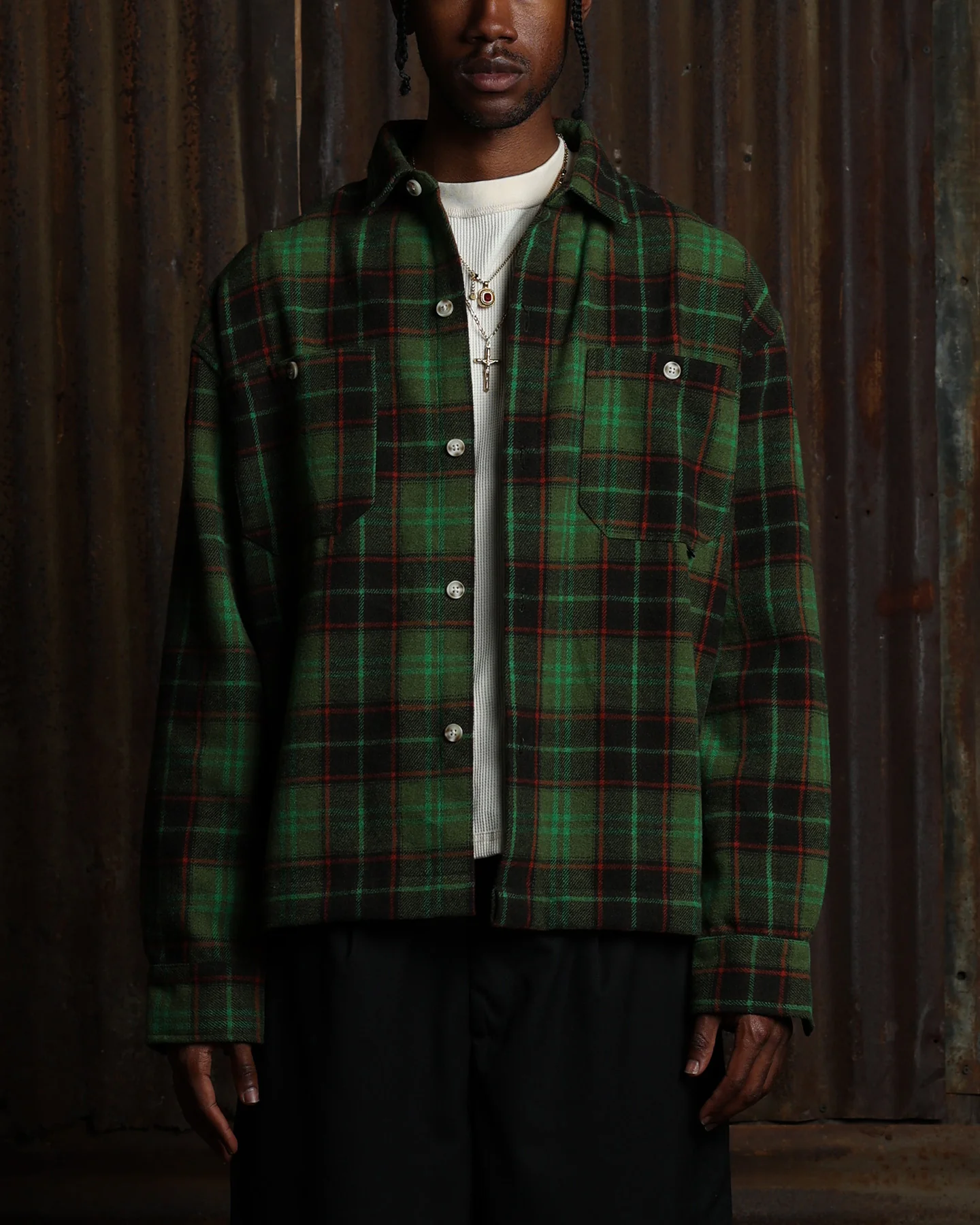 American Thrift Utility Flannel Shirt Green