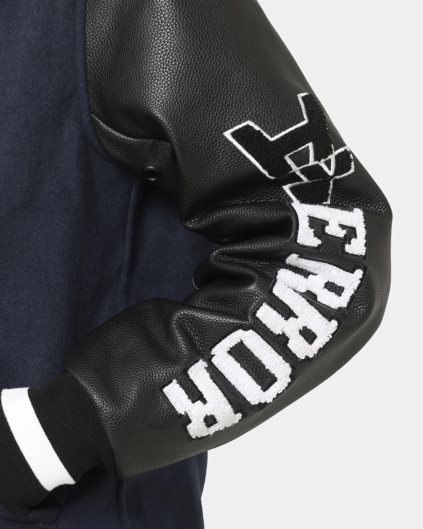 The Anti Order Dead Pixel Leather Varsity Jacket Jacket Navy/Black