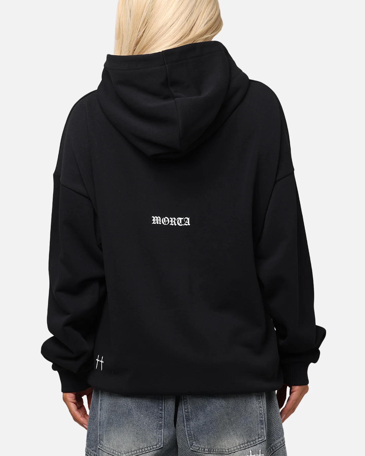 Saint Morta Gothic Distressed Zip Hoodie Black