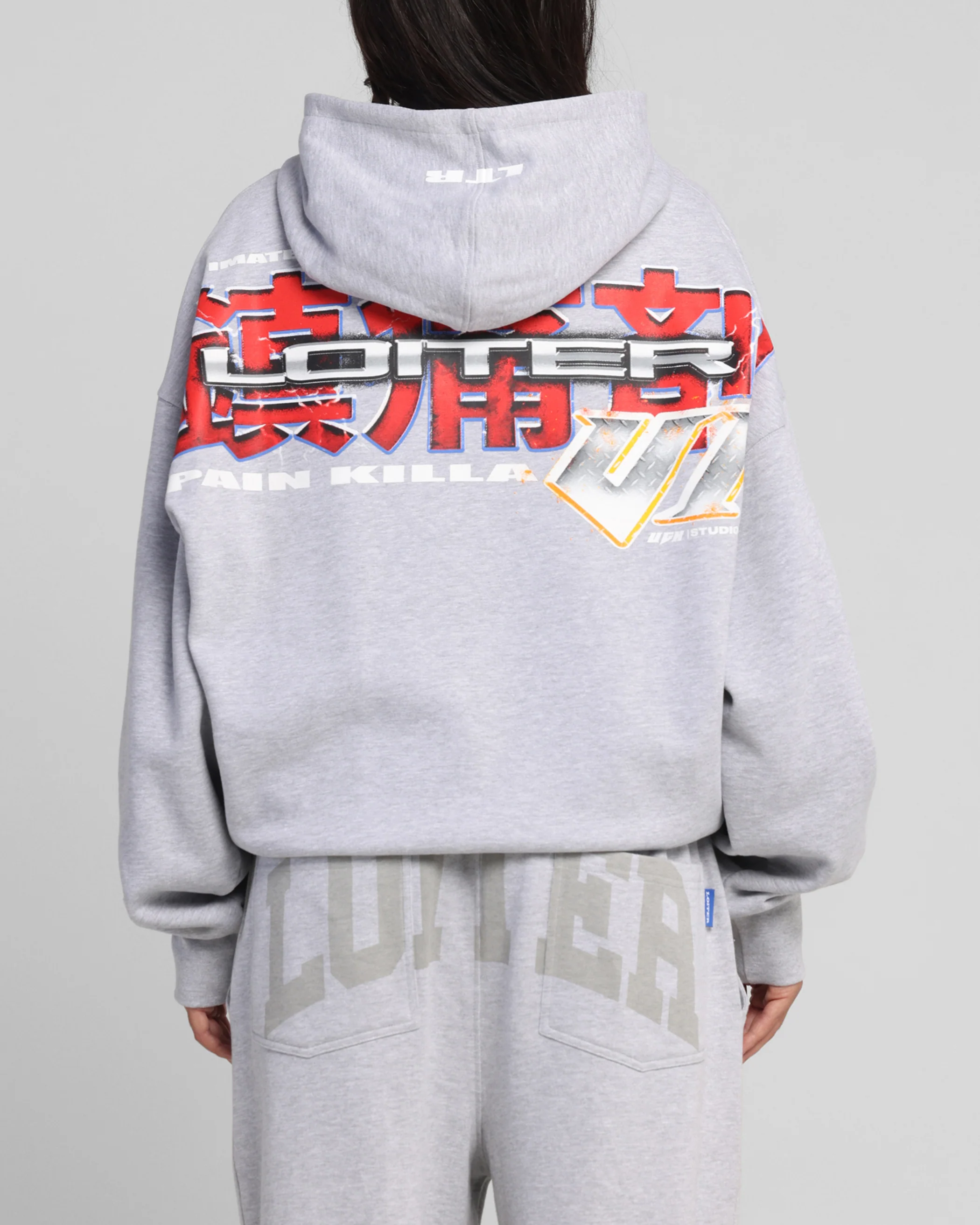 Loiter Fighter Zip Hoodie Grey