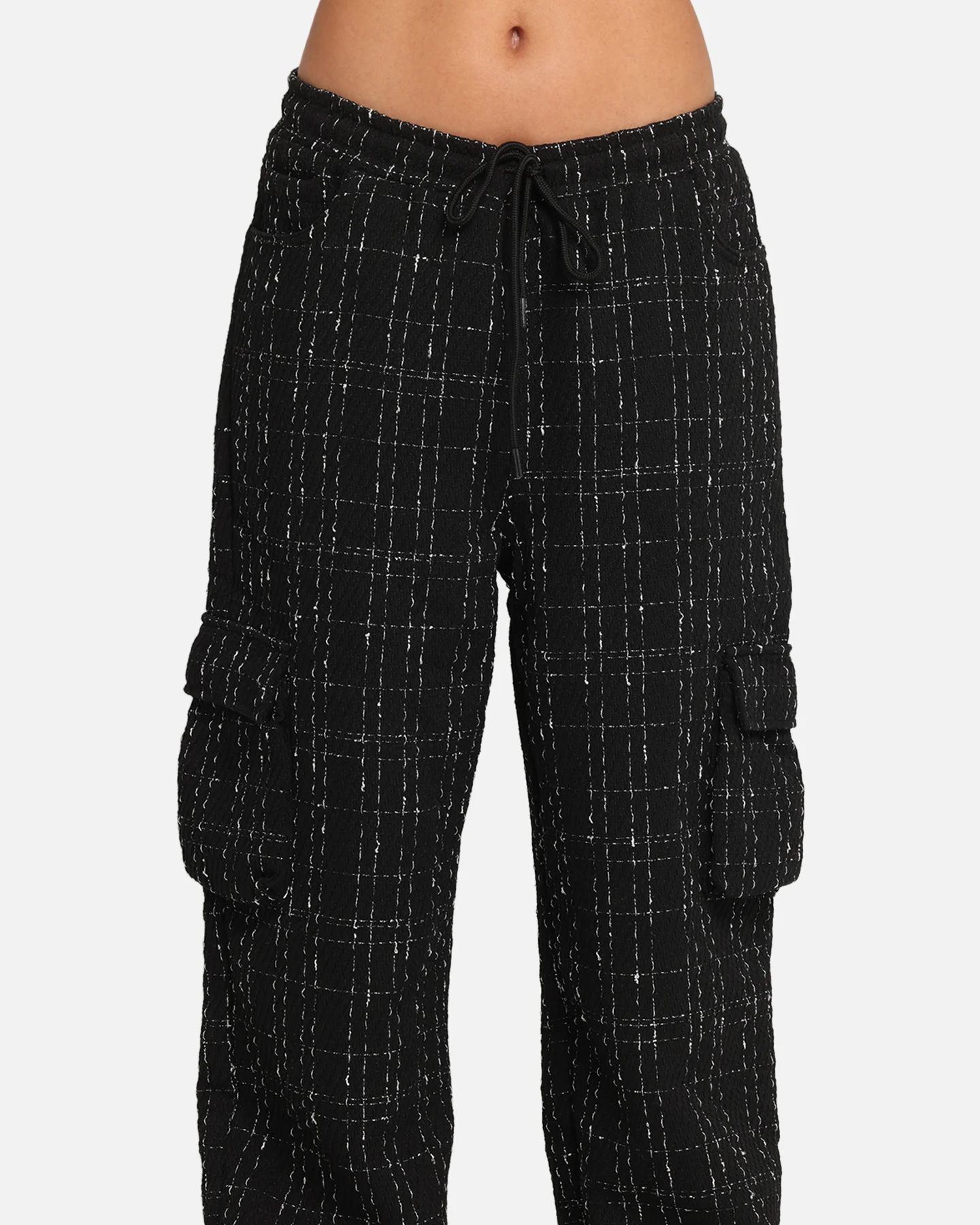 XXIII Boucle Tweed Cargo Pants Black