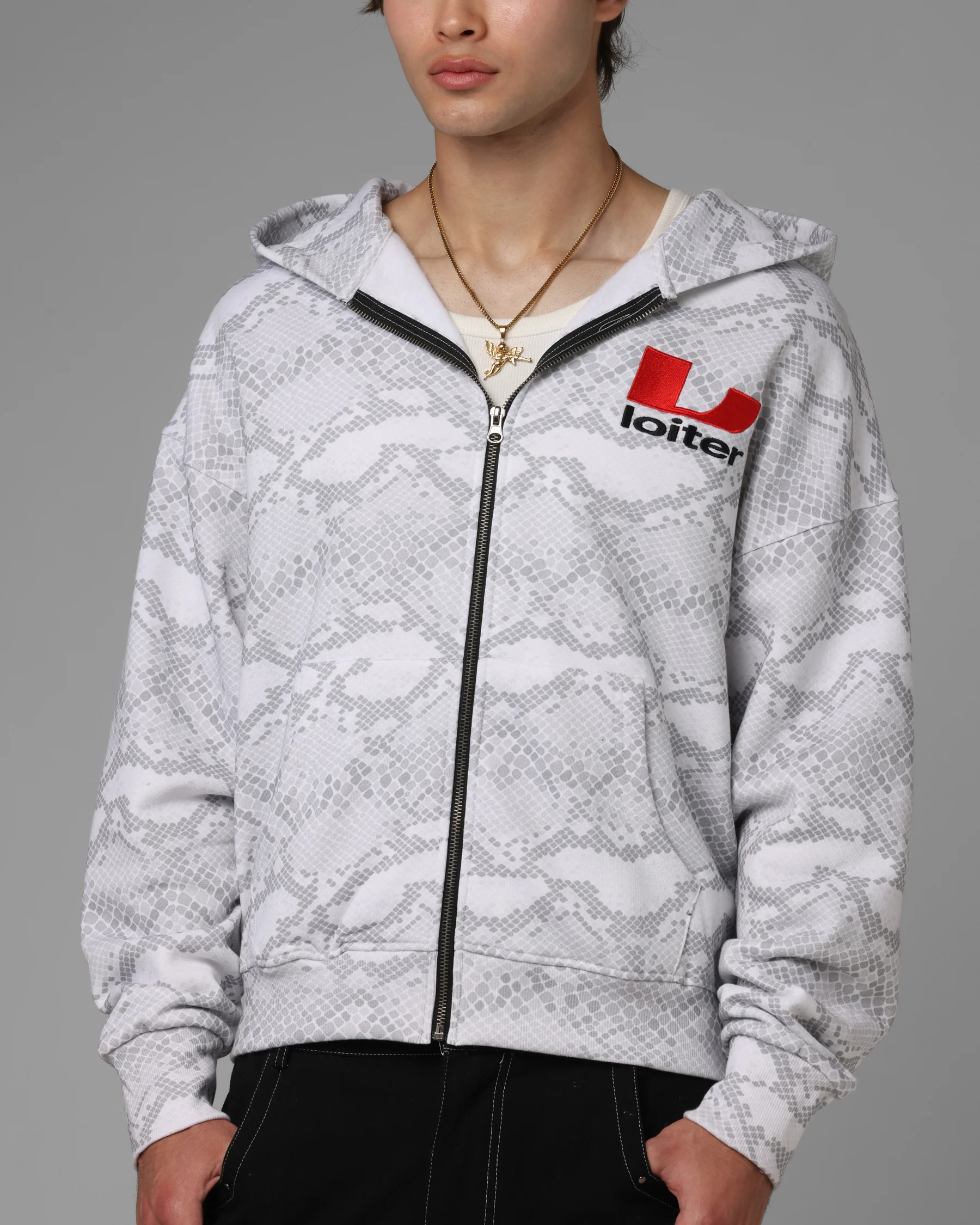 Loiter Slither Zip Hoodie Grey