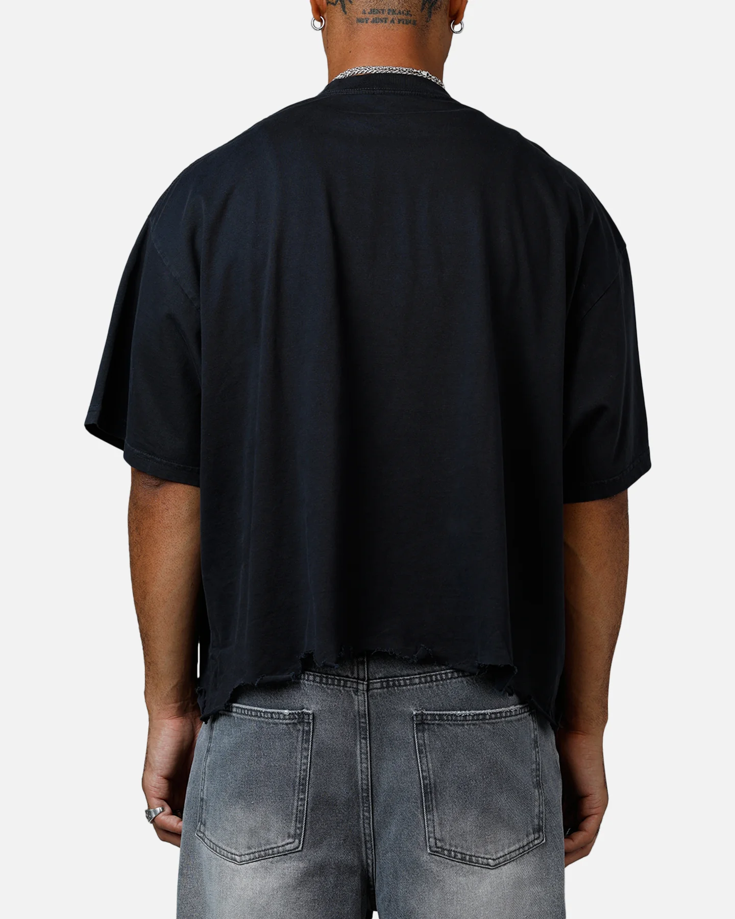 MNML Moth Eaten Cropped T-Shirt Black