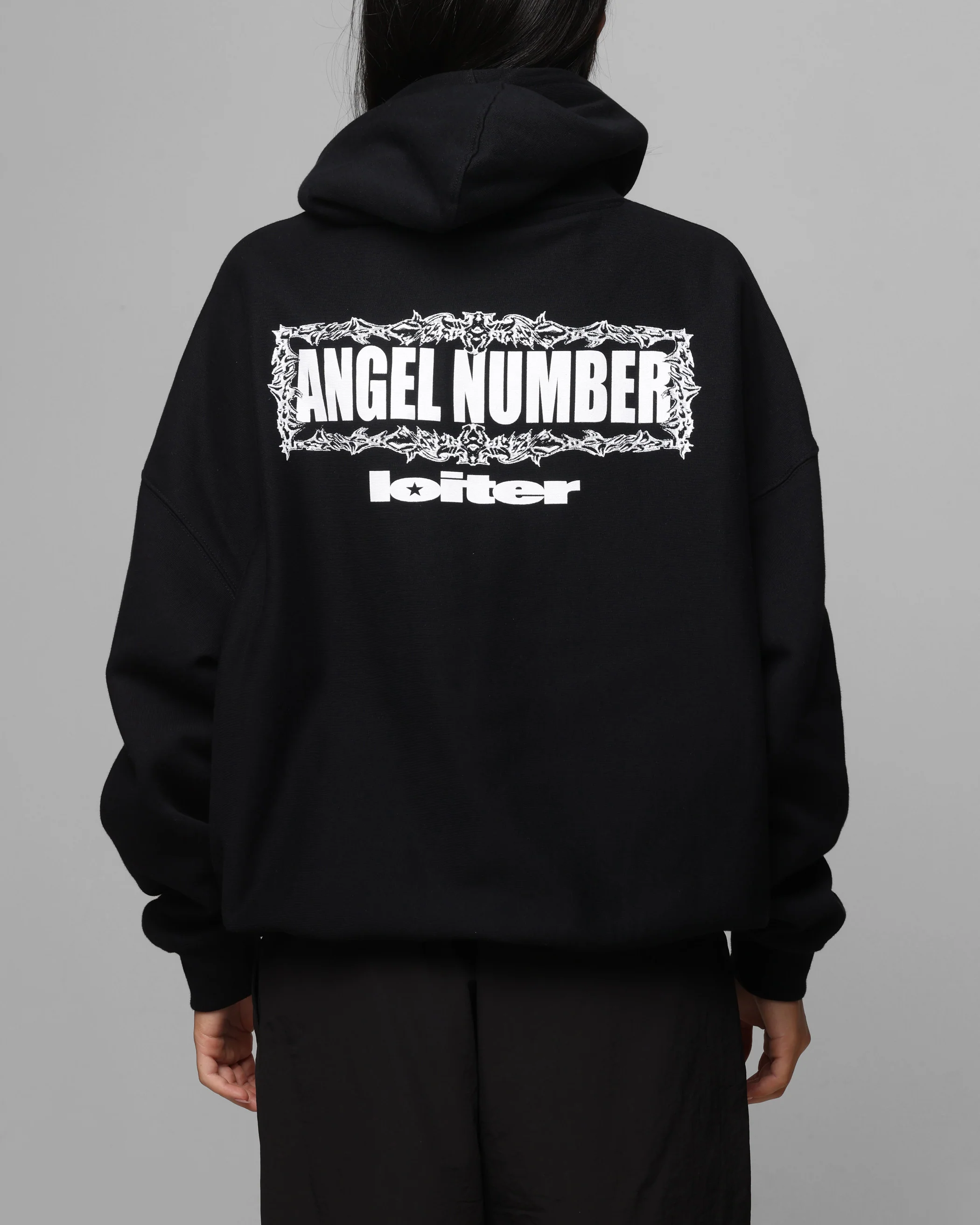 Loiter Angel Number Hoodie Black
