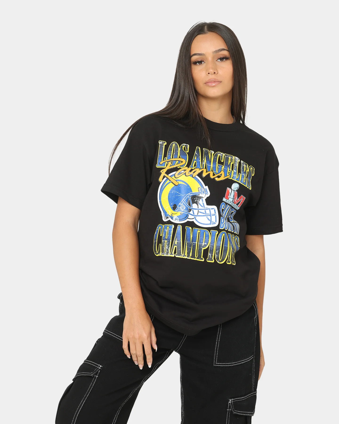 Majestic Athletic Los Angeles Rams Helmet Champion T-Shirt Black