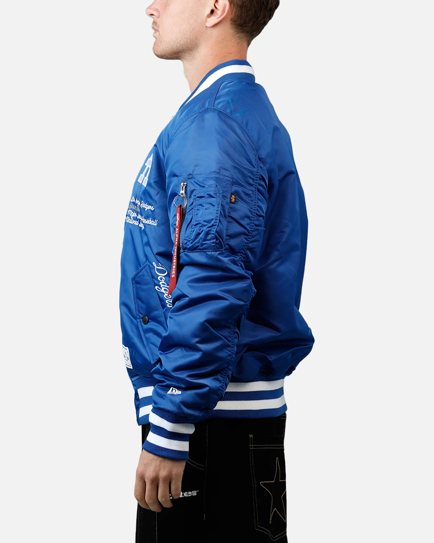 New Era X Alpha Series X MLB Los Angeles Dodgers MA-1 Bomber Jacket Dark Royal