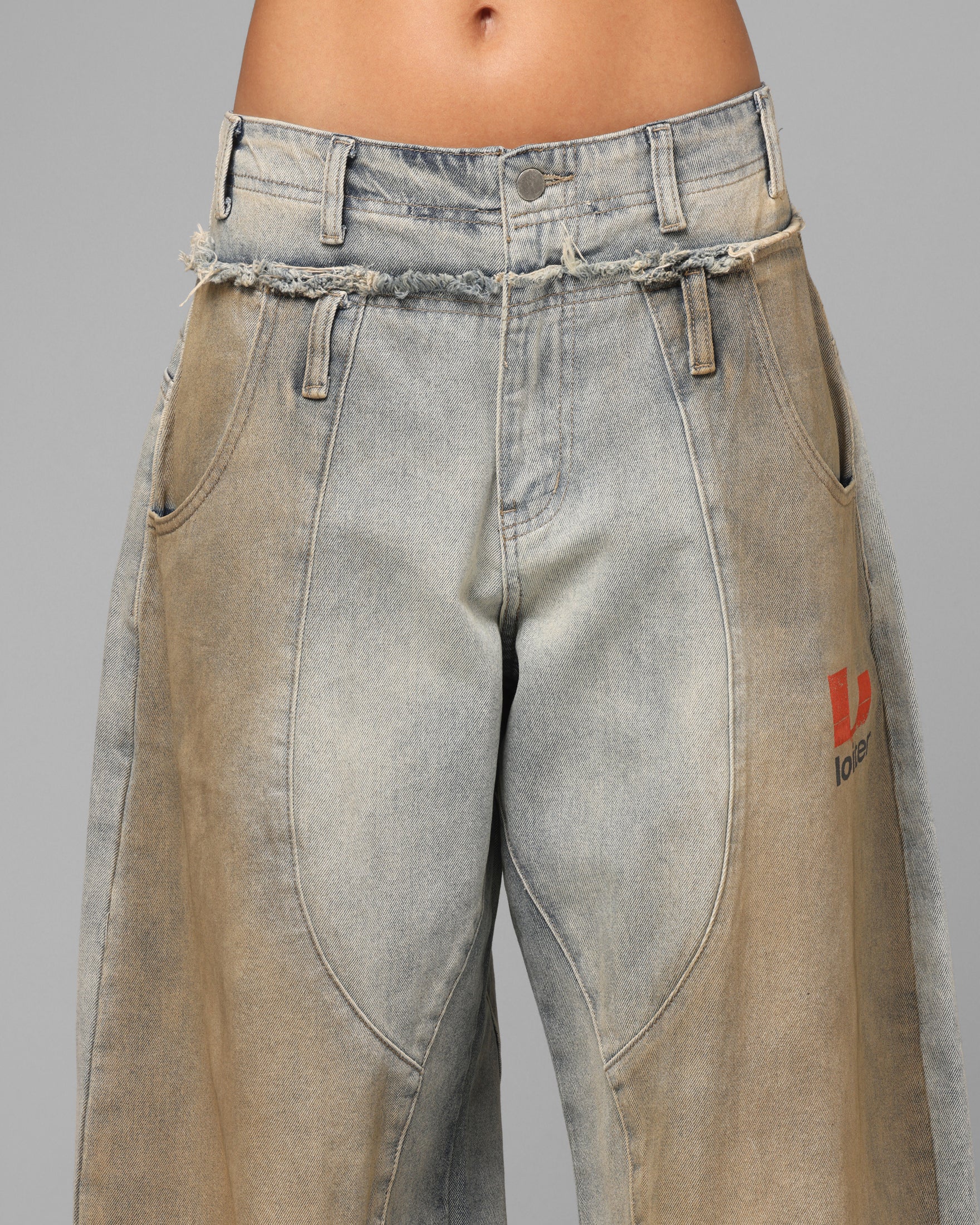 Loiter Layered Western Jeans Blue Wash