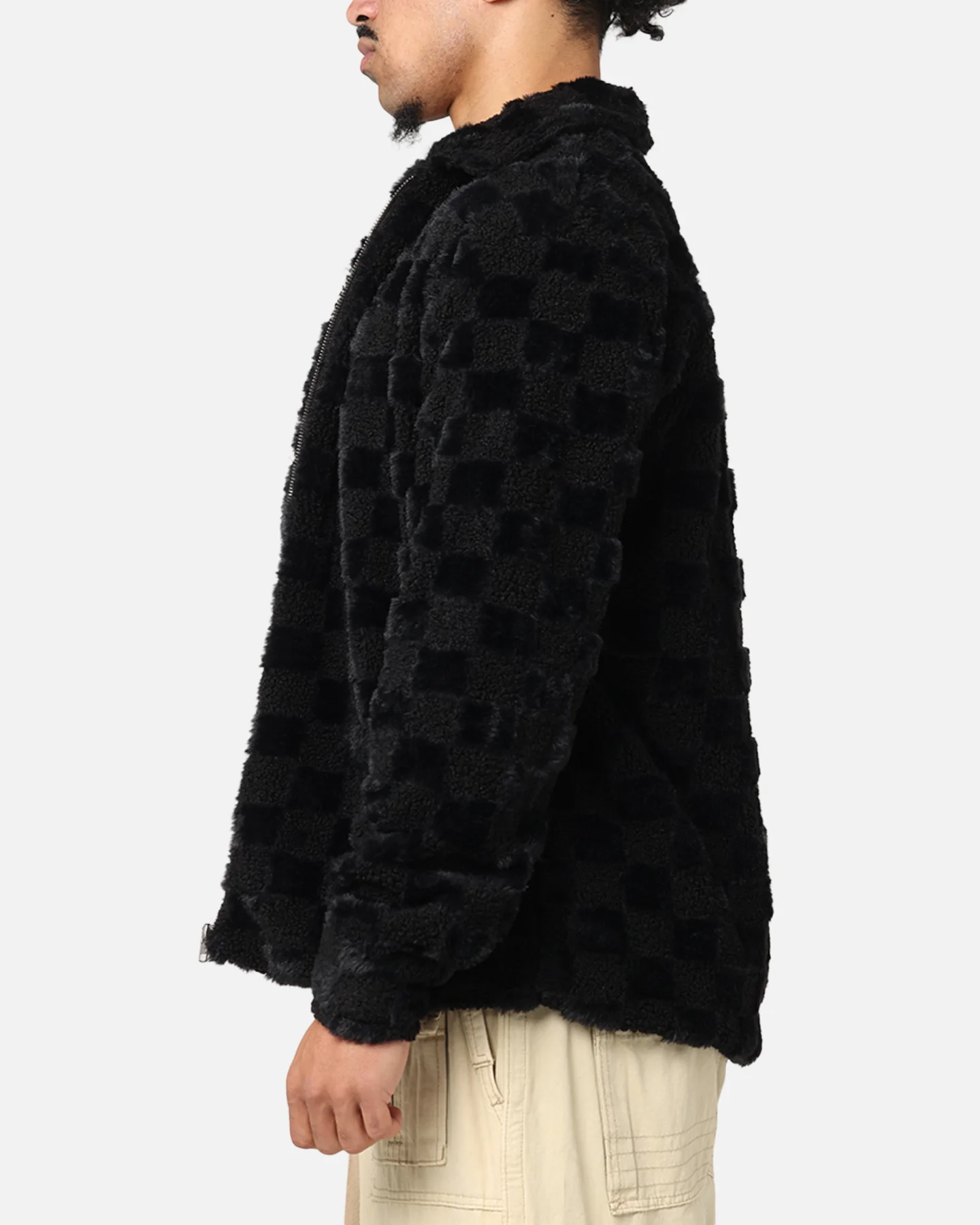 XXIII Checkerboard Fur Jacket Black