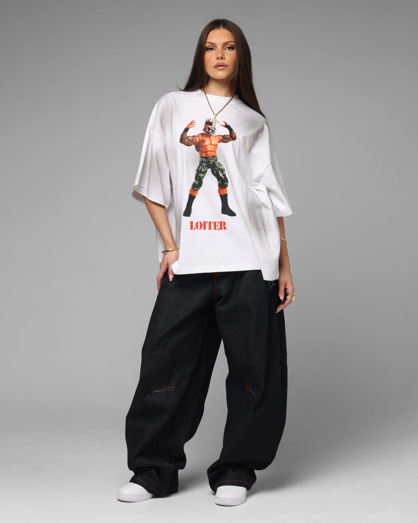 Loiter Premium Action Figure T-Shirt White