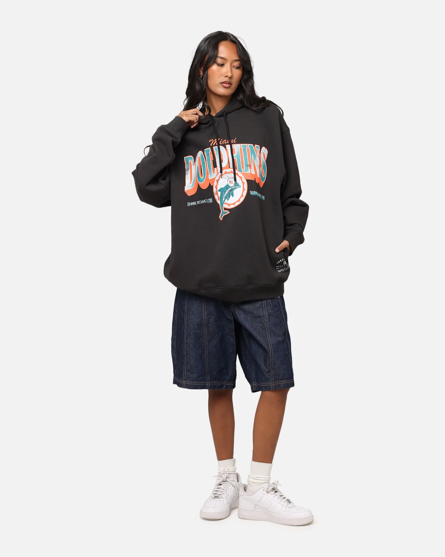 Mitchell & Ness Miami Dolphins Arch Hoodie Faded Black