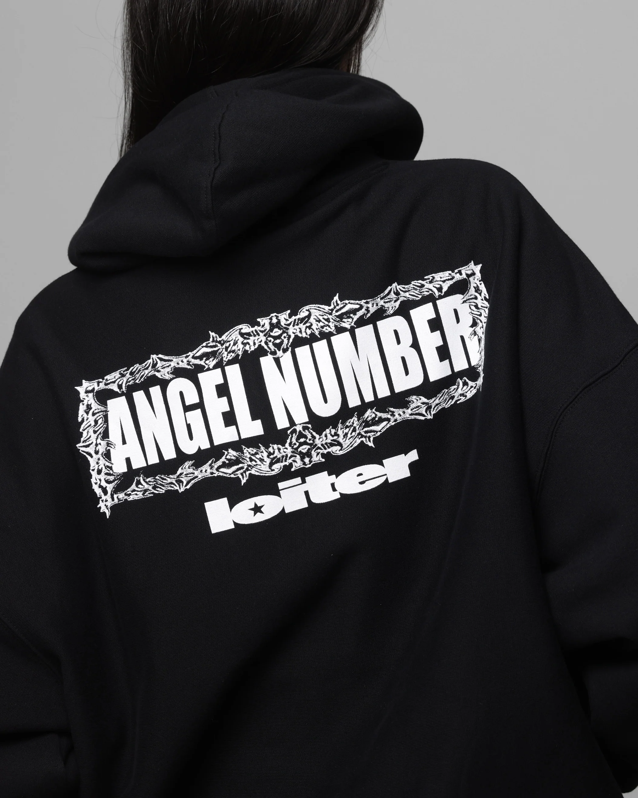 Loiter Angel Number Hoodie Black