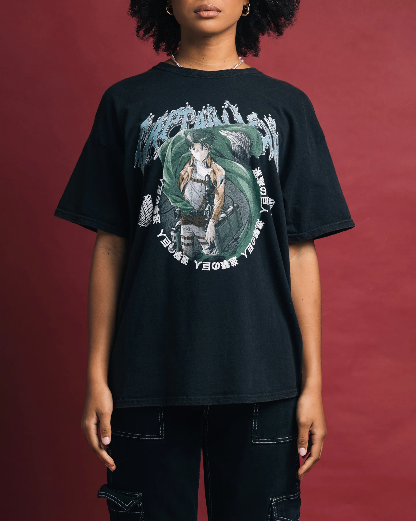 Goat Crew X Attack On Titan Captain Levi Vintage T-Shirt Black Wash